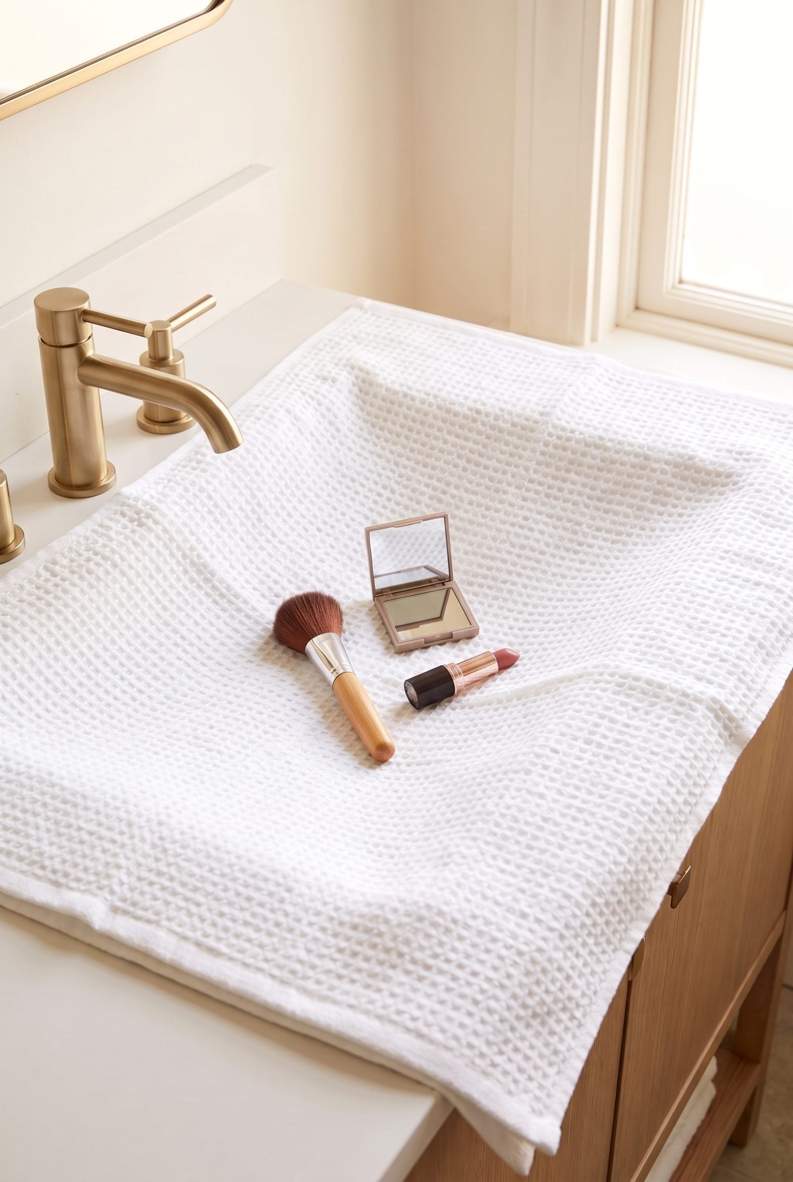 Lay a Clean Towel Over the Sink to Catch Everything You Drop