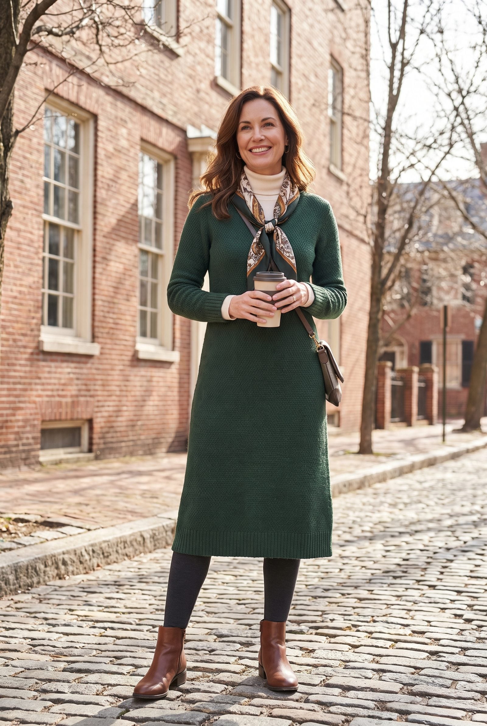 Layer a Knit Dress Over a Thermal Top and Leggings