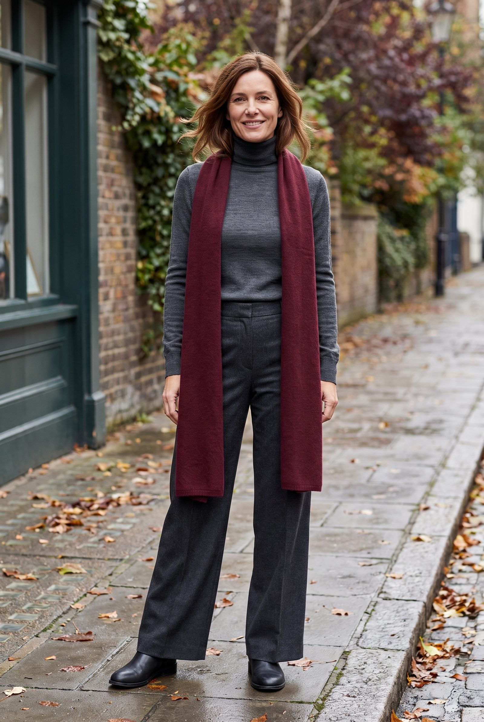 A Long Scarf Dropped Vertically Over Monochrome