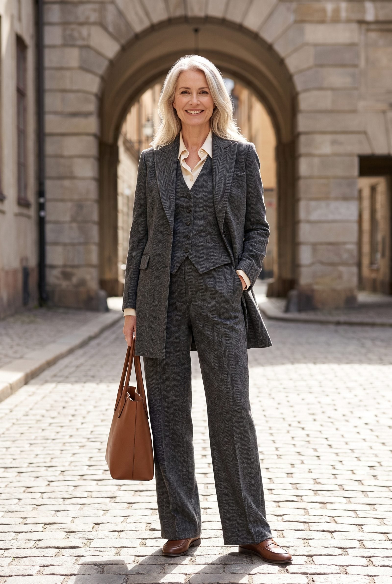 Longline Blazer With a Matching Waistcoat and Trousers