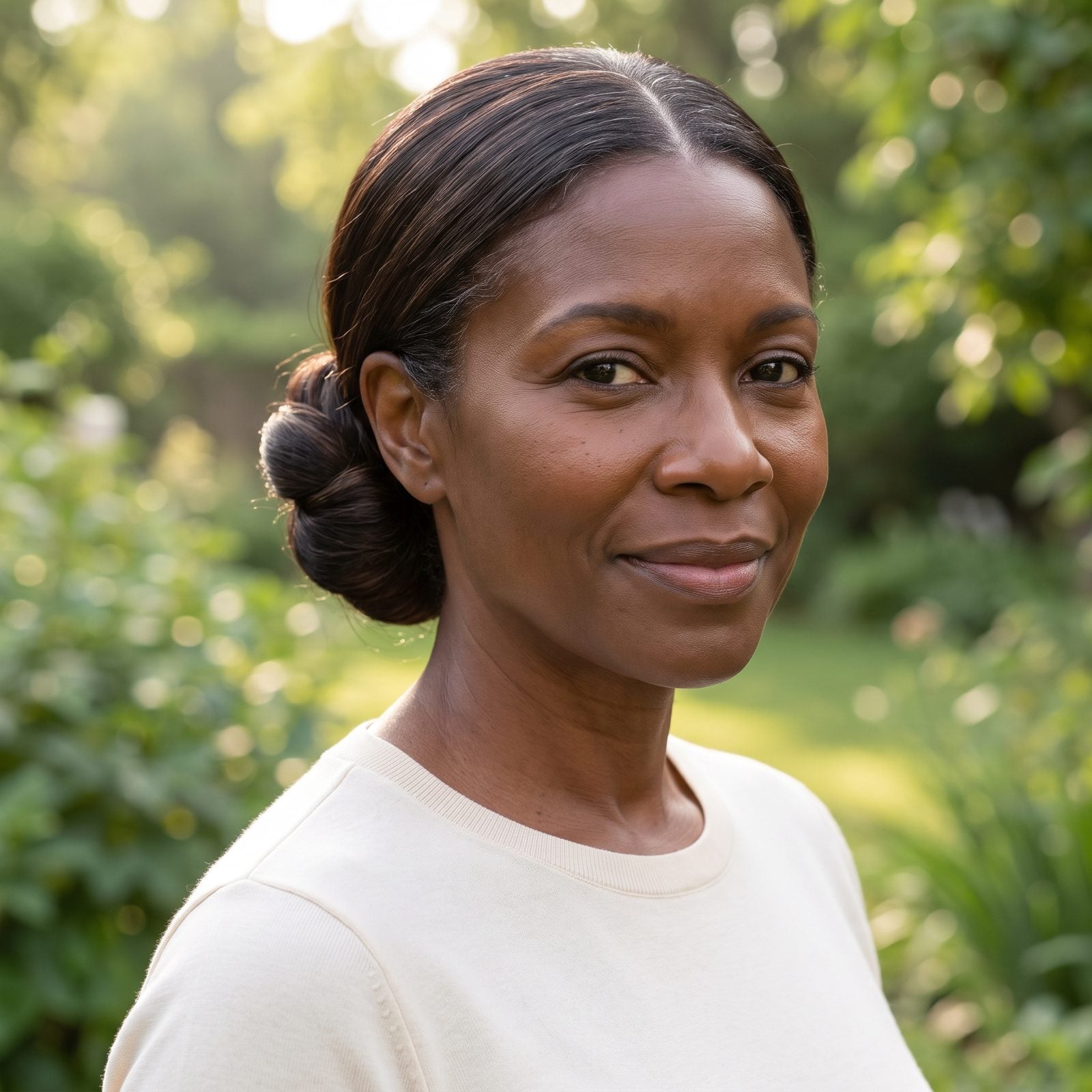 The Low Chignon With a Center Part