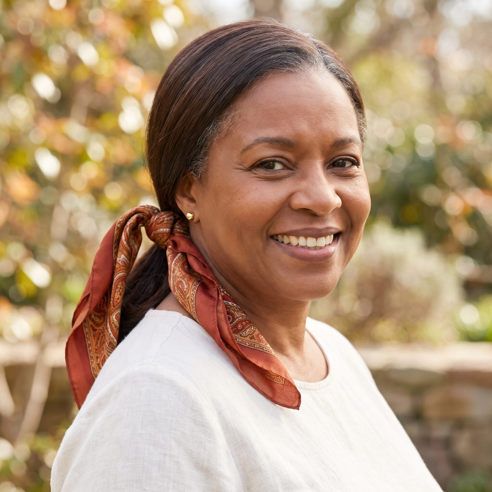 The Low Ponytail Wrapped in a Silk Scarf