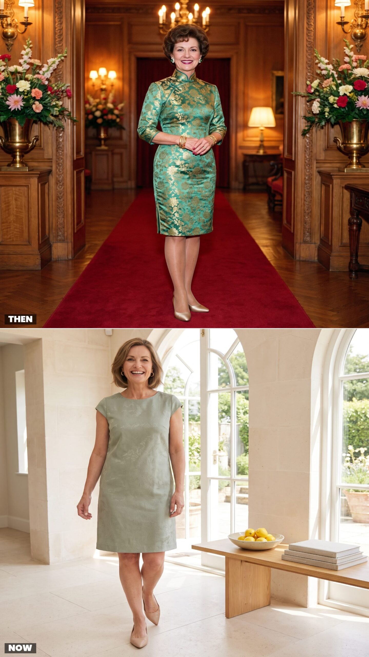 A Mandarin-Collar Brocade Dress vs. a Clean Jacquard Shift