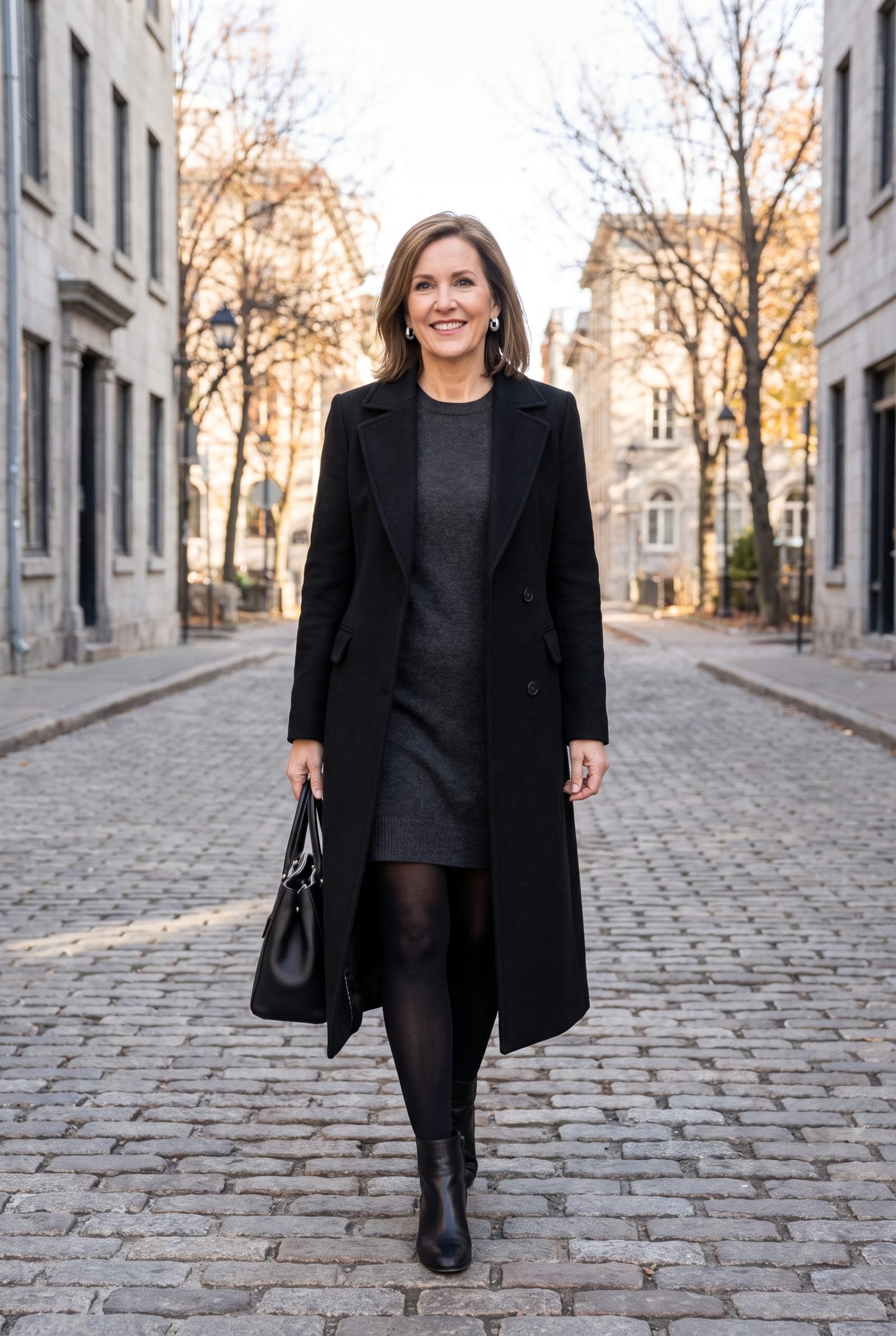 Match Black Tights to Black Boots for One Long Line