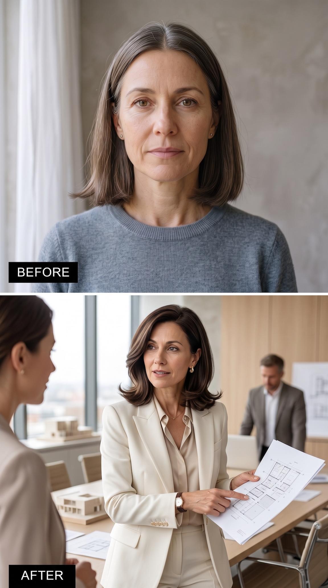 Dark brunette collarbone-length bob with smooth finish and inward-curved ends