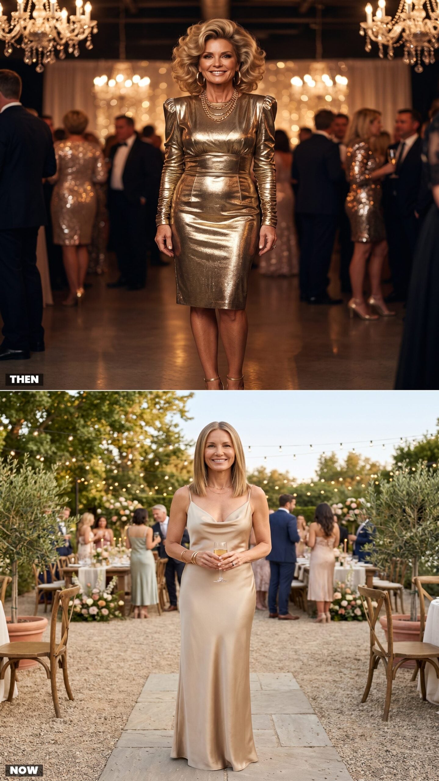 The Metallic Lamé Party Dress vs. a Subtle Liquid-Satin Slip