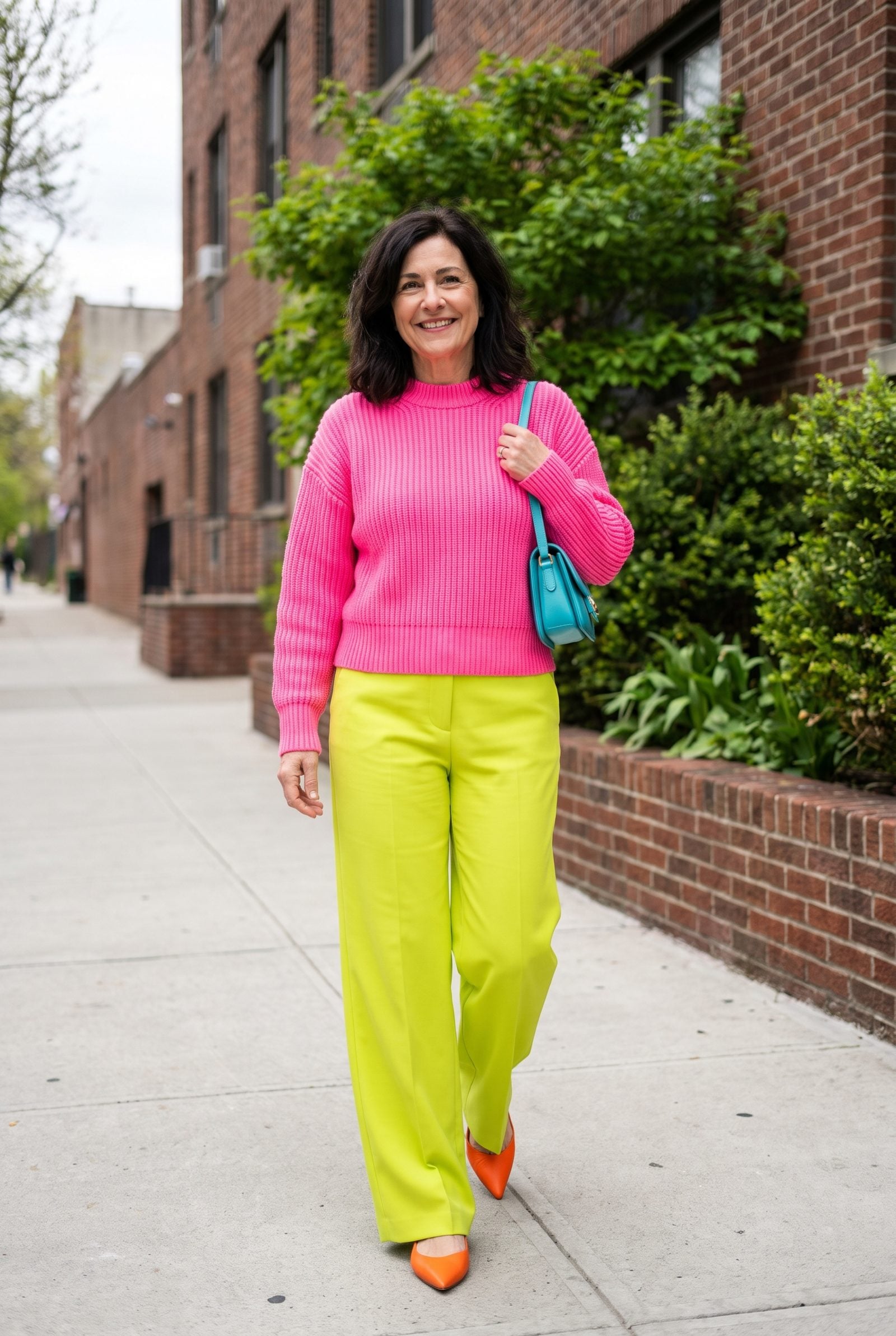 Neon Brights Stacked From Collar to Hem