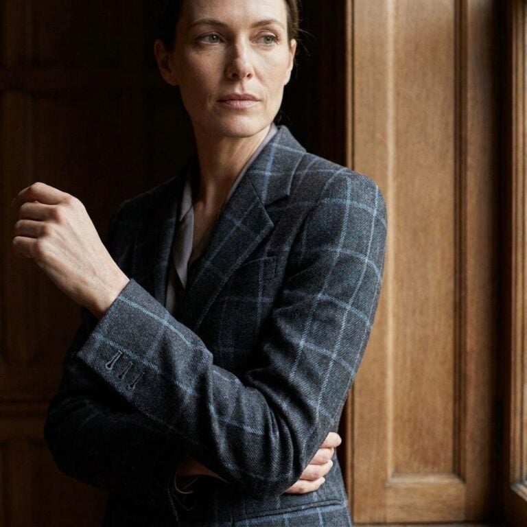 woman wearing wool blazer to the office