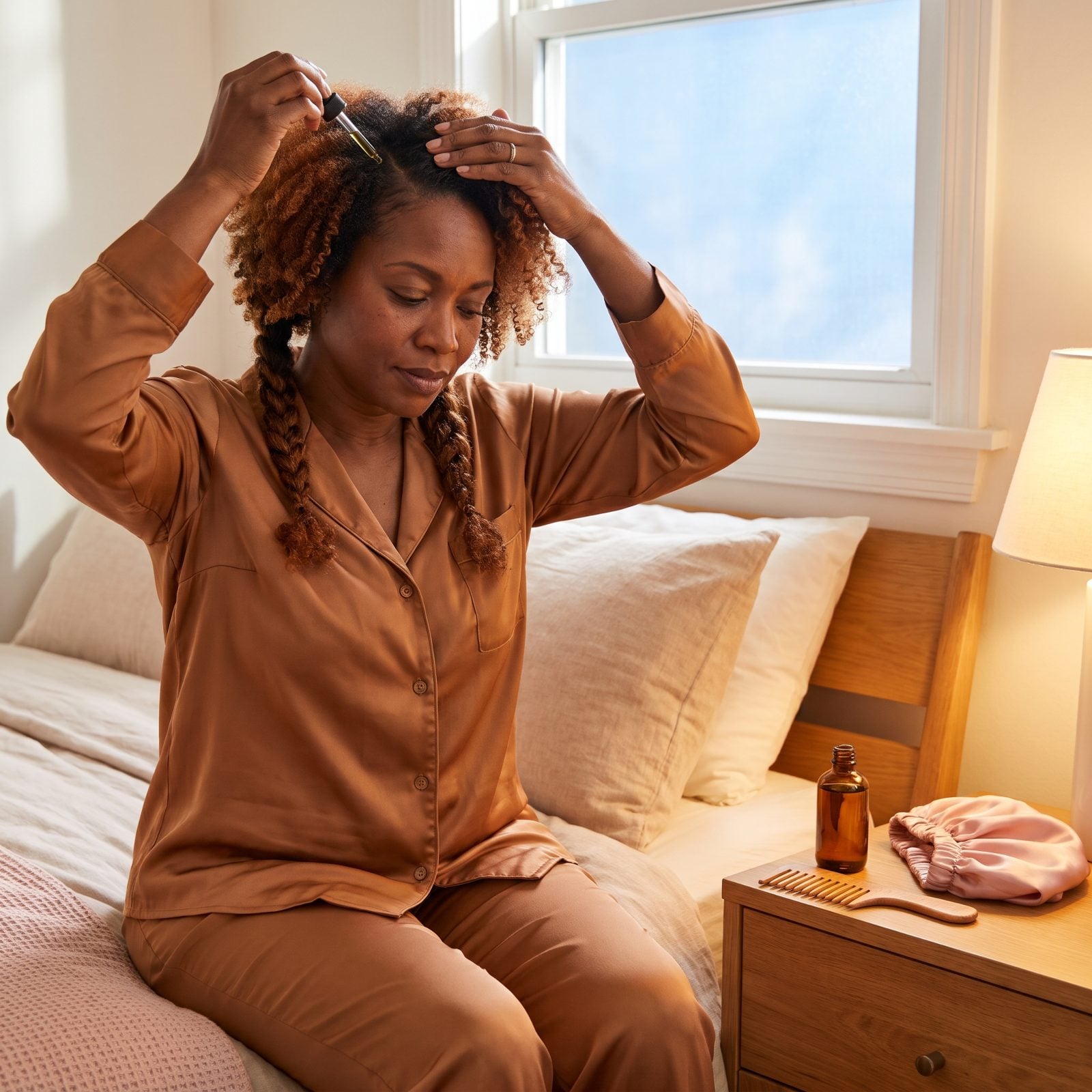 Oiling the Scalp and Braiding It Up Before Bed