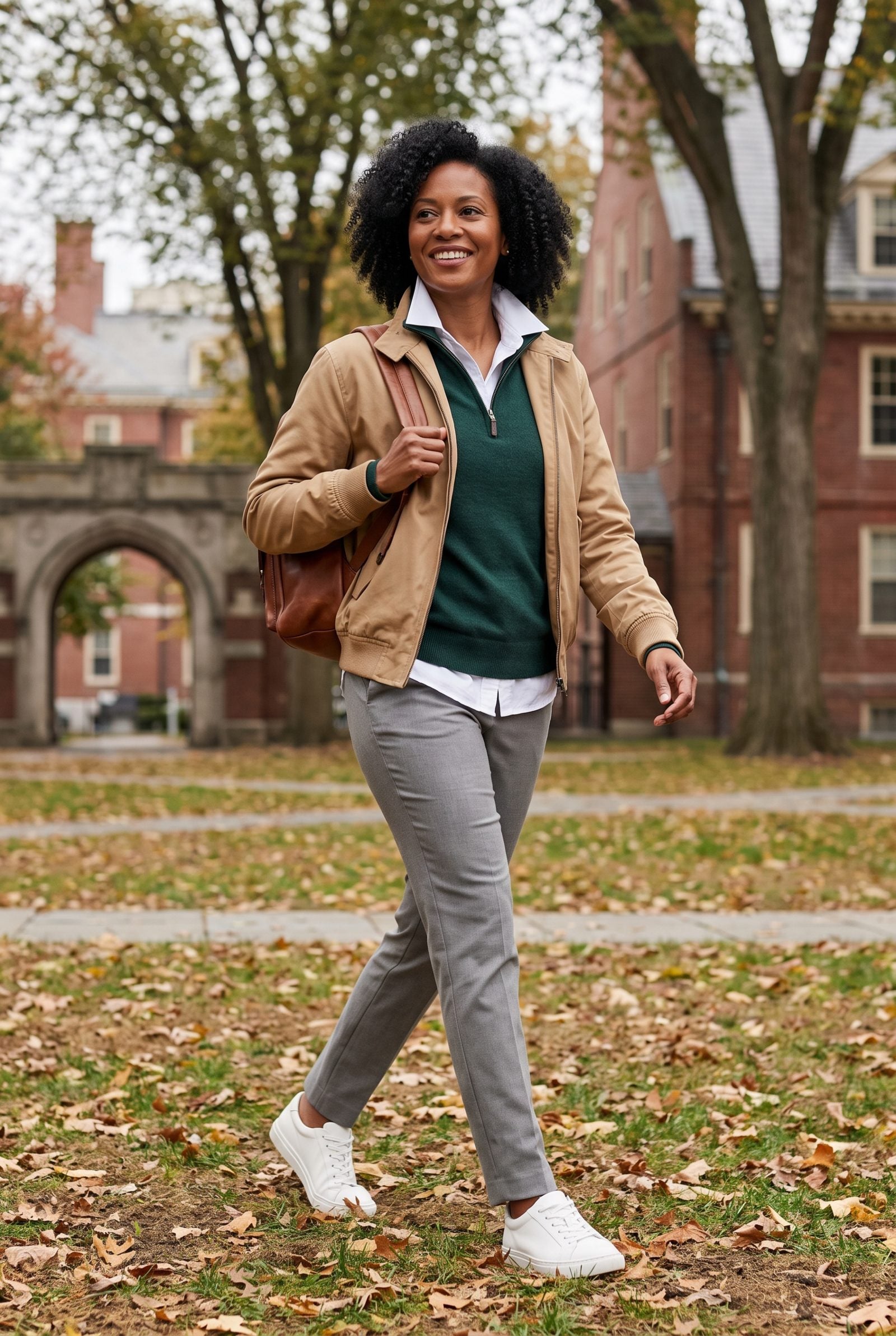 Oxford Shirt + Quarter-Zip Sweater + Harrington Jacket