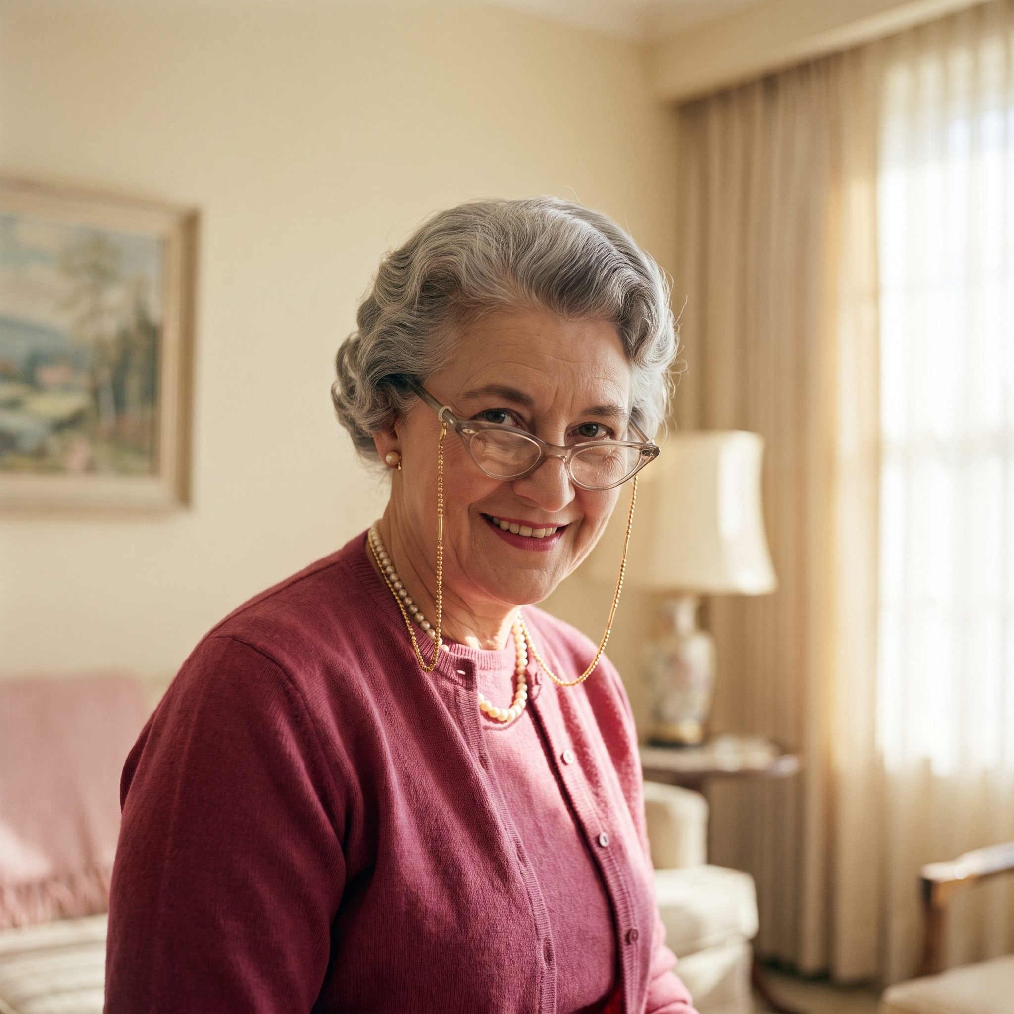 A Pair of Cat-Eye Reading Glasses on a Chain