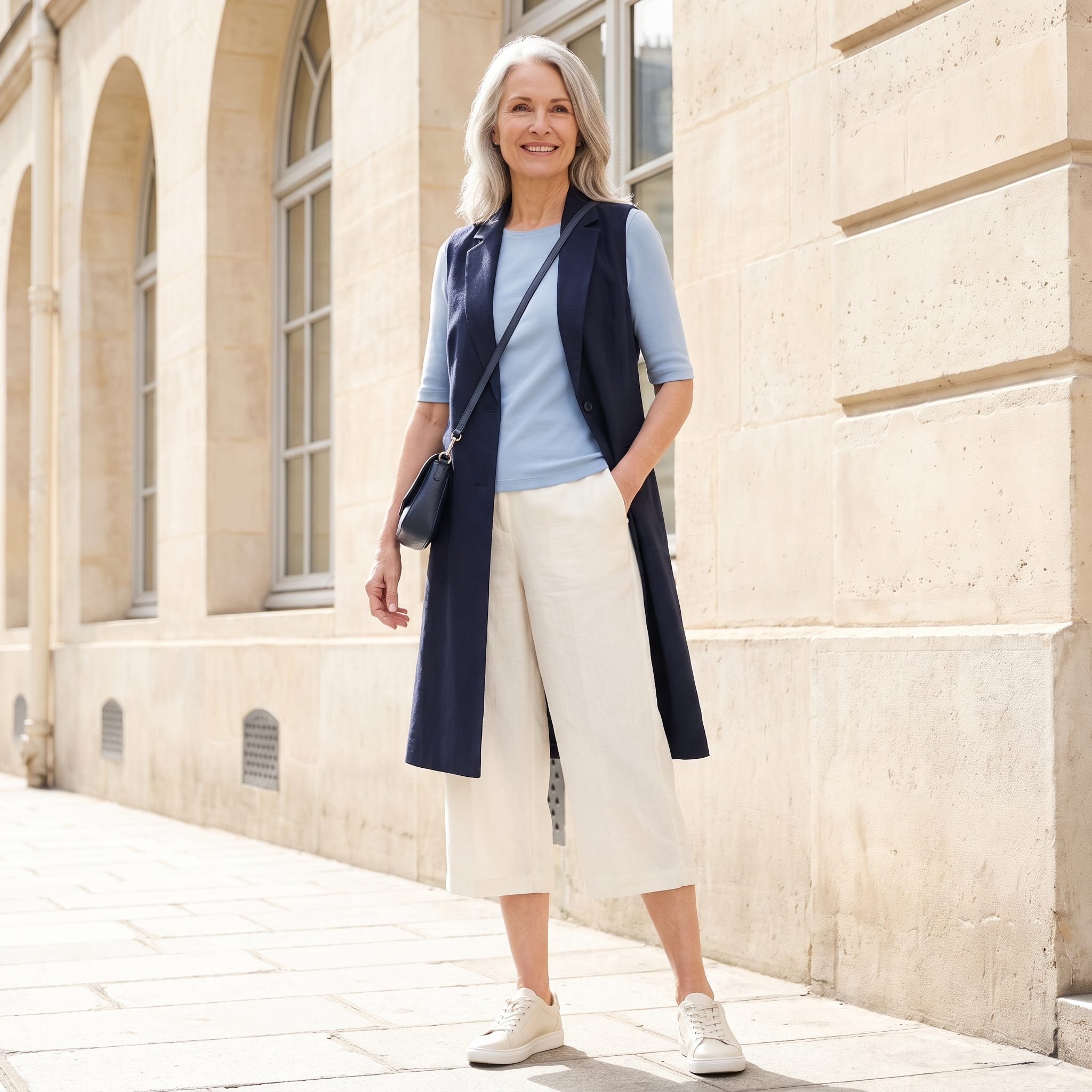 Paris, A Longline Waistcoat With Ivory Culottes
