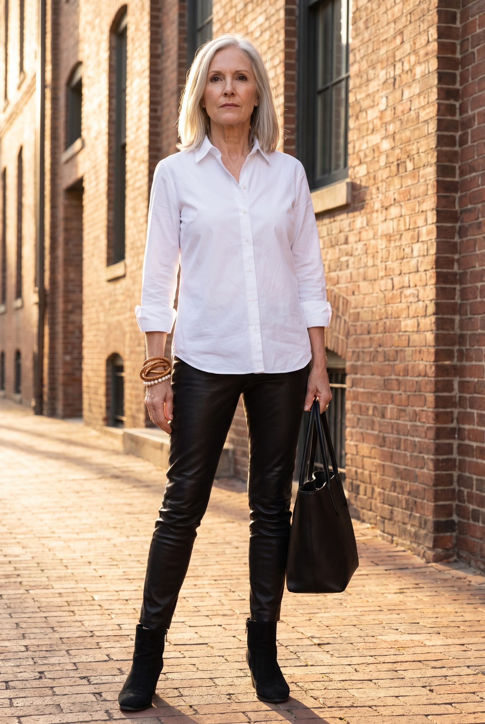 A Pearl-and-Leather Wrap Bracelet With Rolled Sleeves