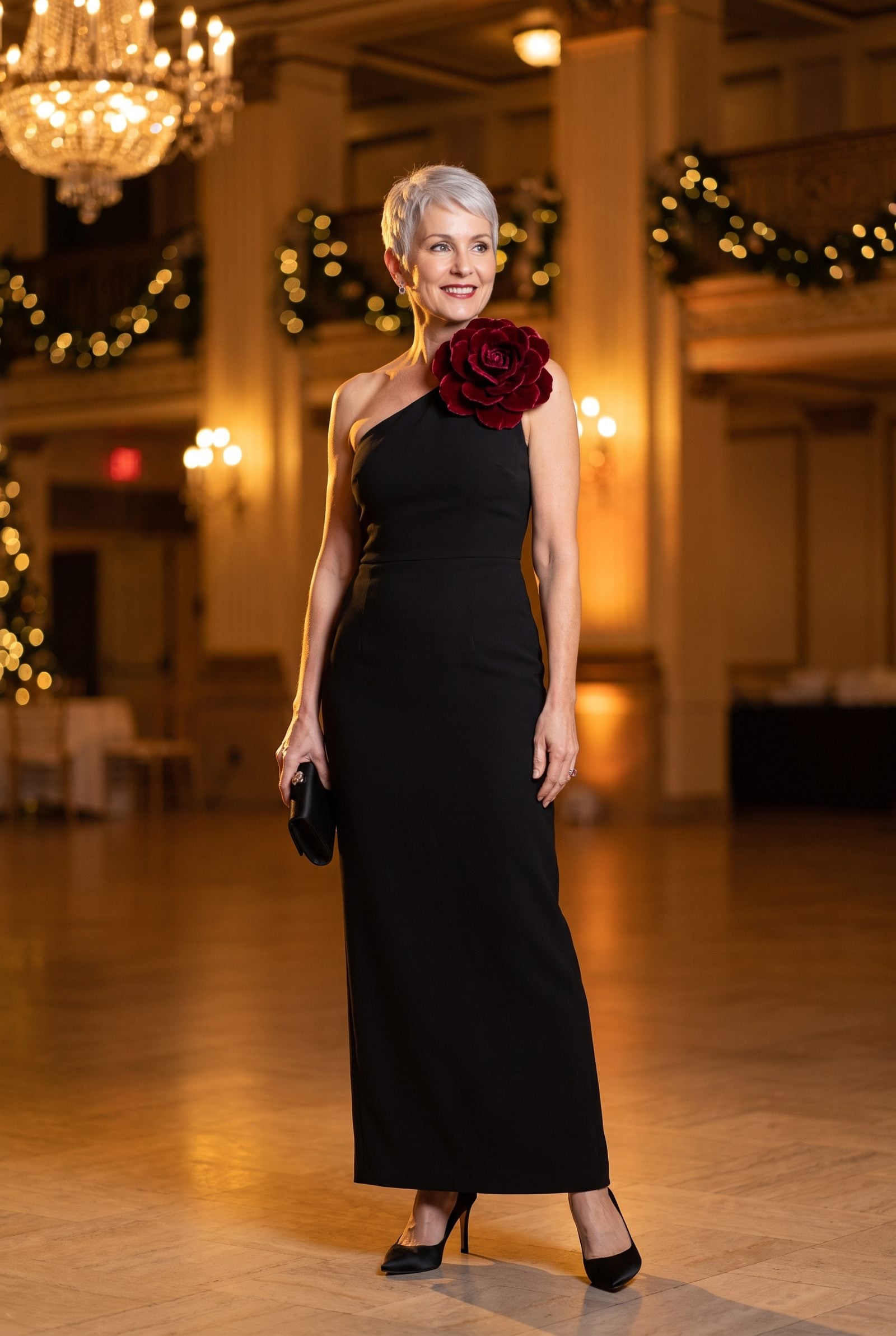 Pin a Velvet Corsage at the Shoulder