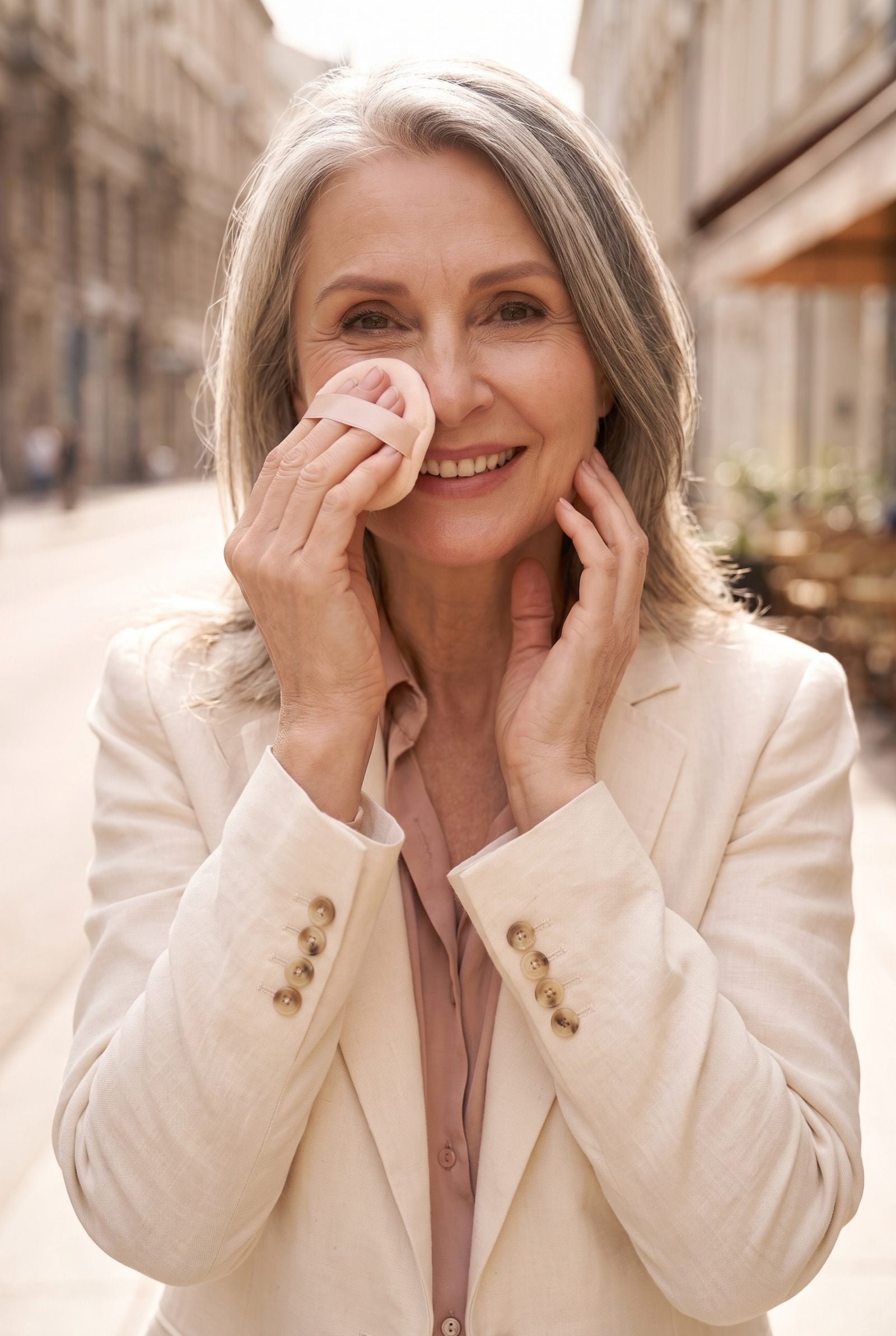 Pinch a Powder Puff Around the Nose for Precise Shine Control