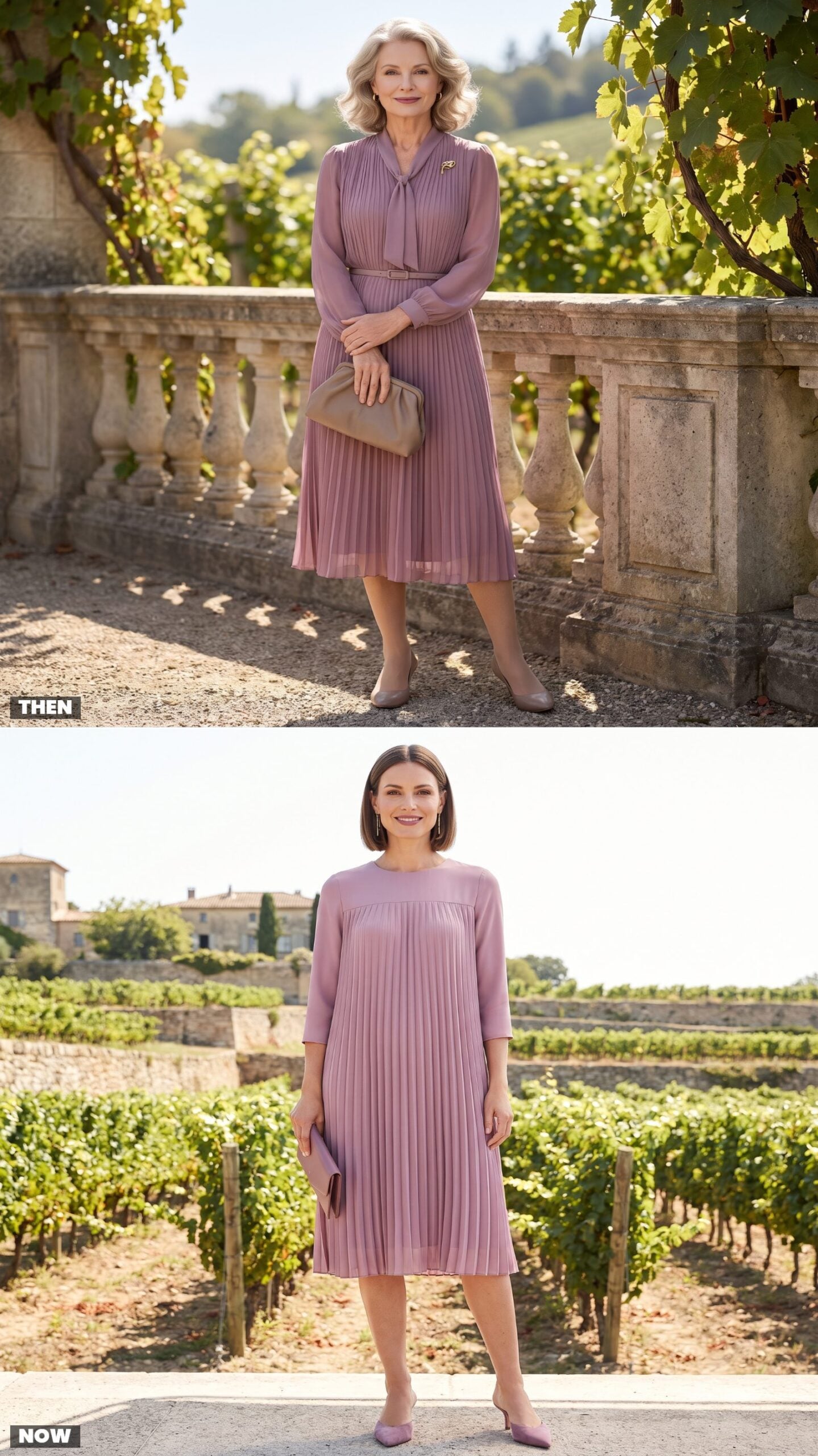 A Pleated Georgette Dress With a Skinny Belt vs. a Knife-Pleat Midi