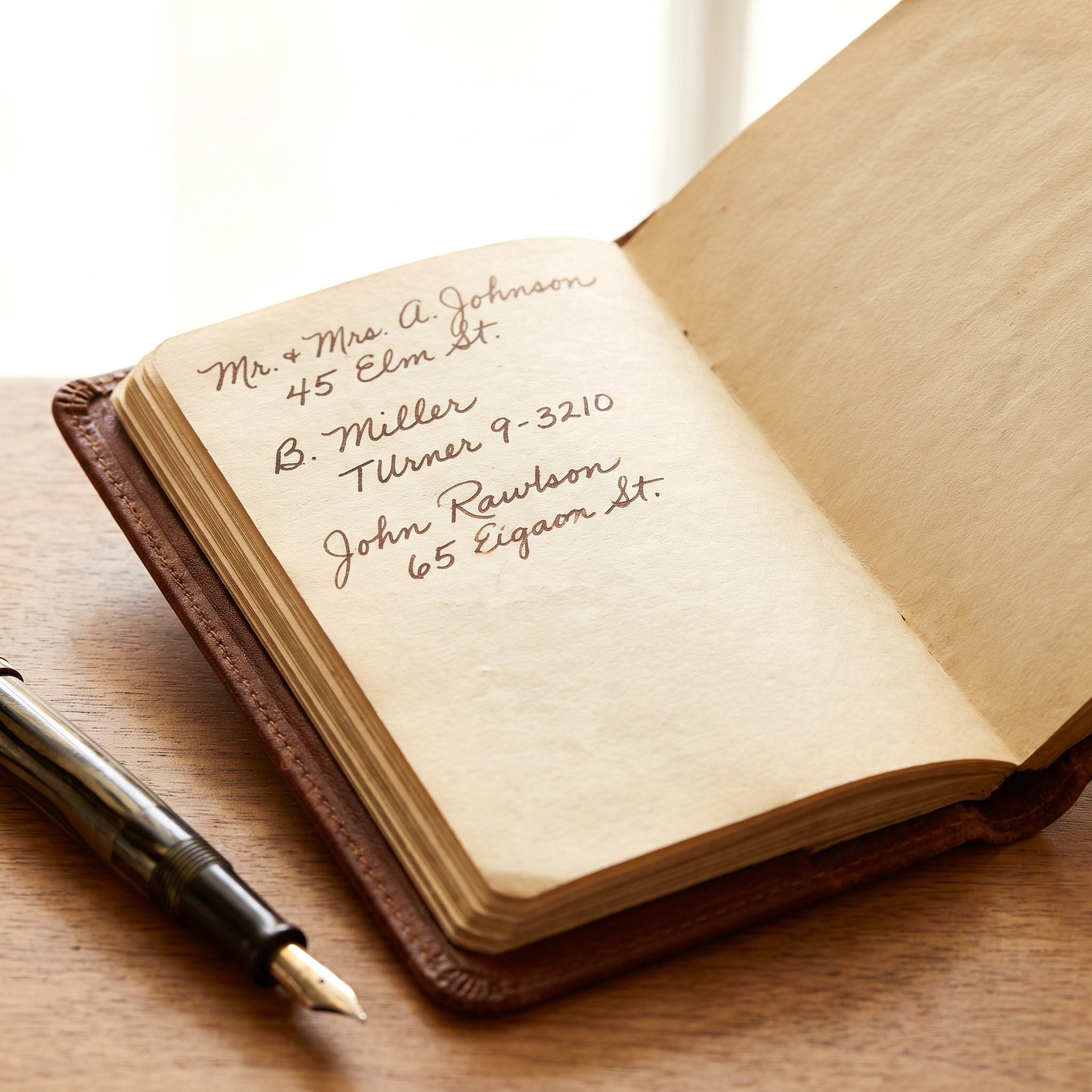 A Pocket Address Book Filled in by Hand