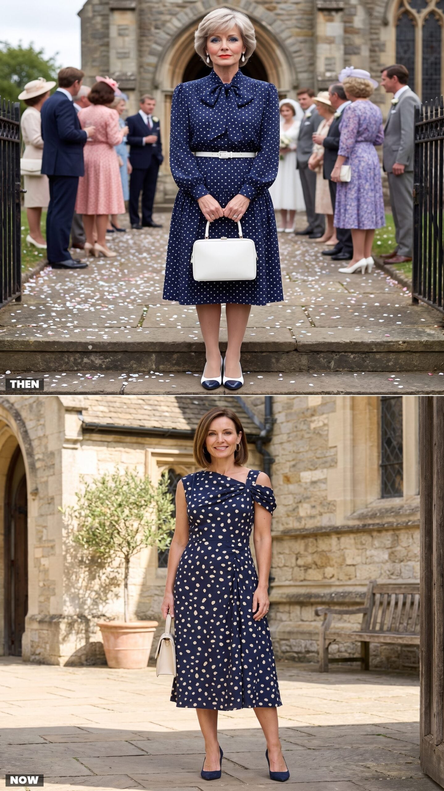 A Polka-Dot Dress With a Bow Collar vs. an Asymmetric Spot Print