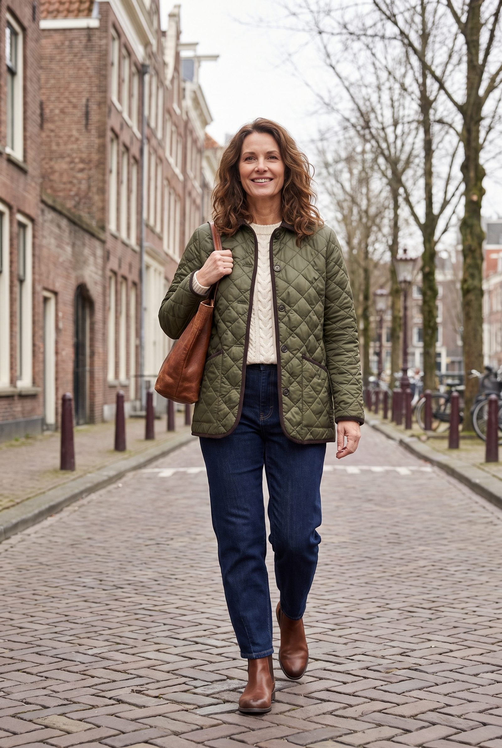Quilted Liner Jacket With Dark Horseshoe Jeans