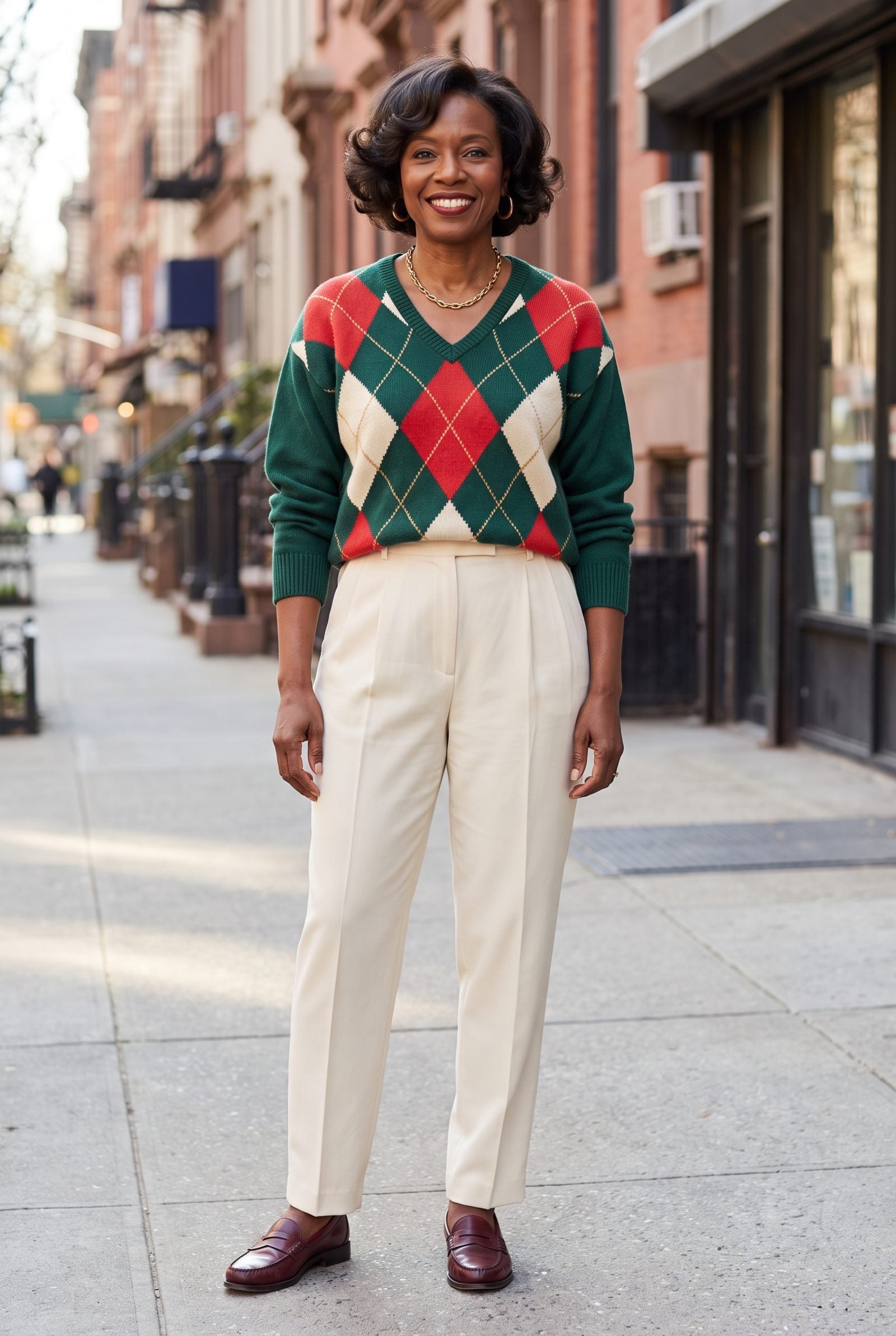 The Red-and-Green Argyle Holiday Sweater