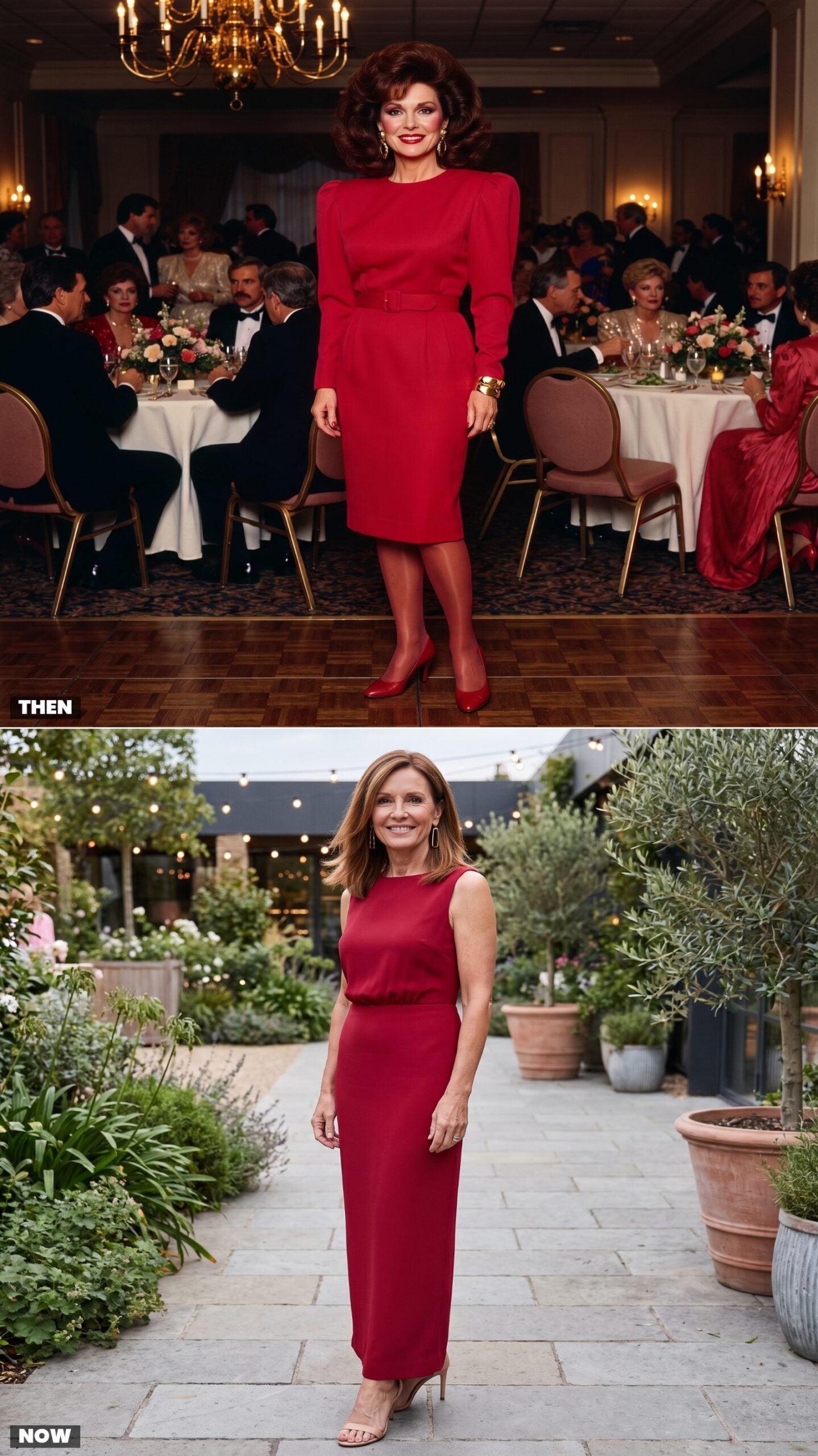 The Red Power Dress With Shoulder Pads vs. a Sharp Red Column