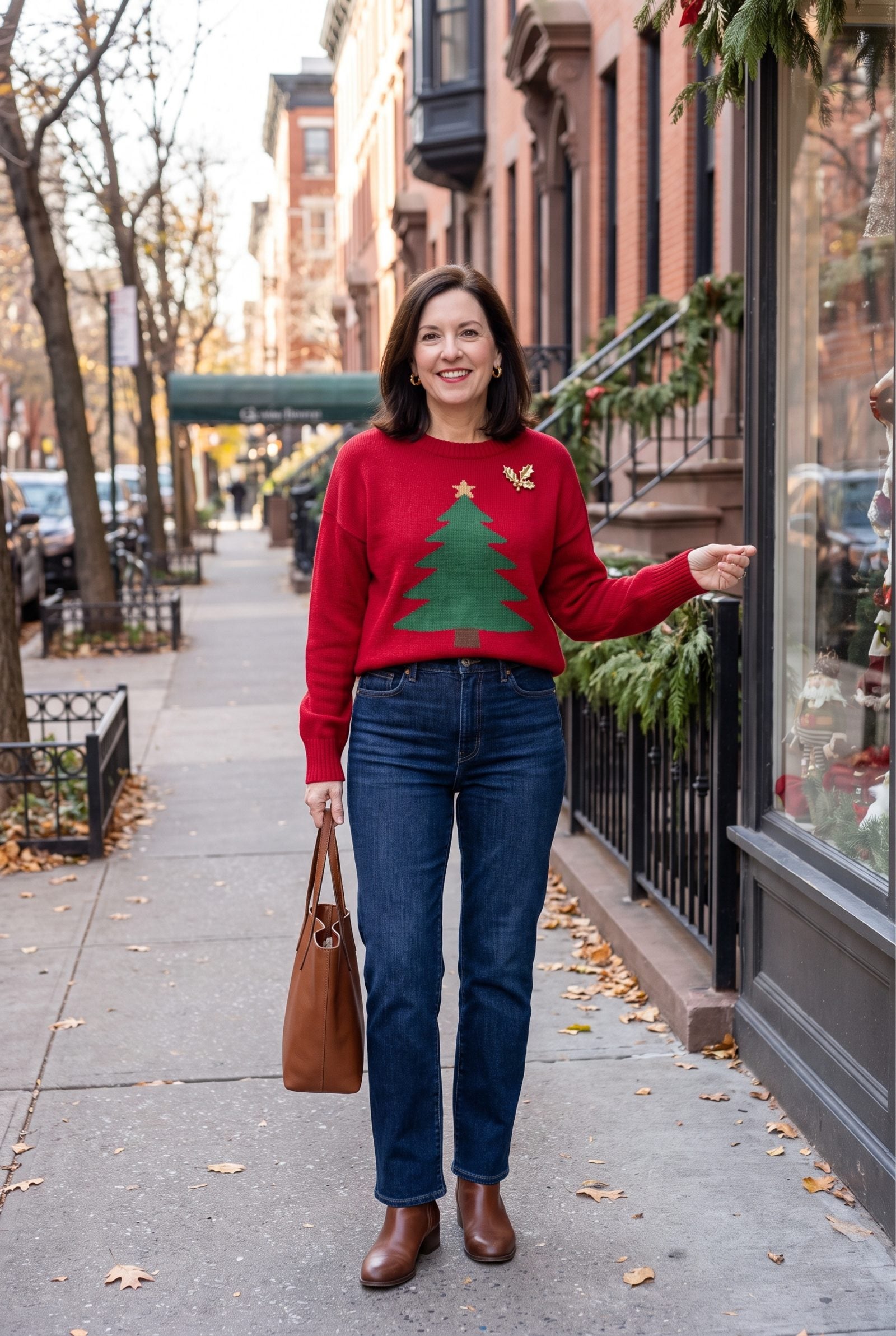 The Red Sweater With a Giant Intarsia Christmas Tree
