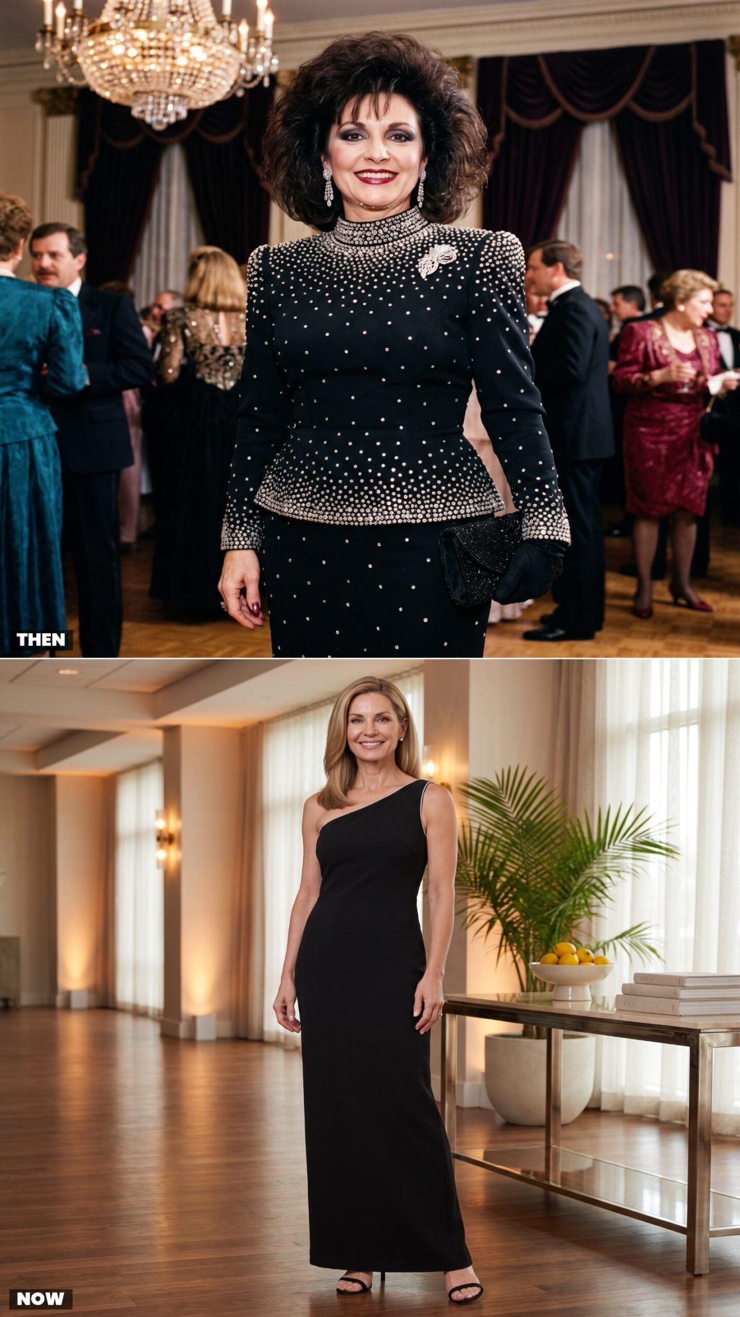 A Rhinestone-Trimmed Party Dress vs. a Dress With Minimal Crystal Detailing