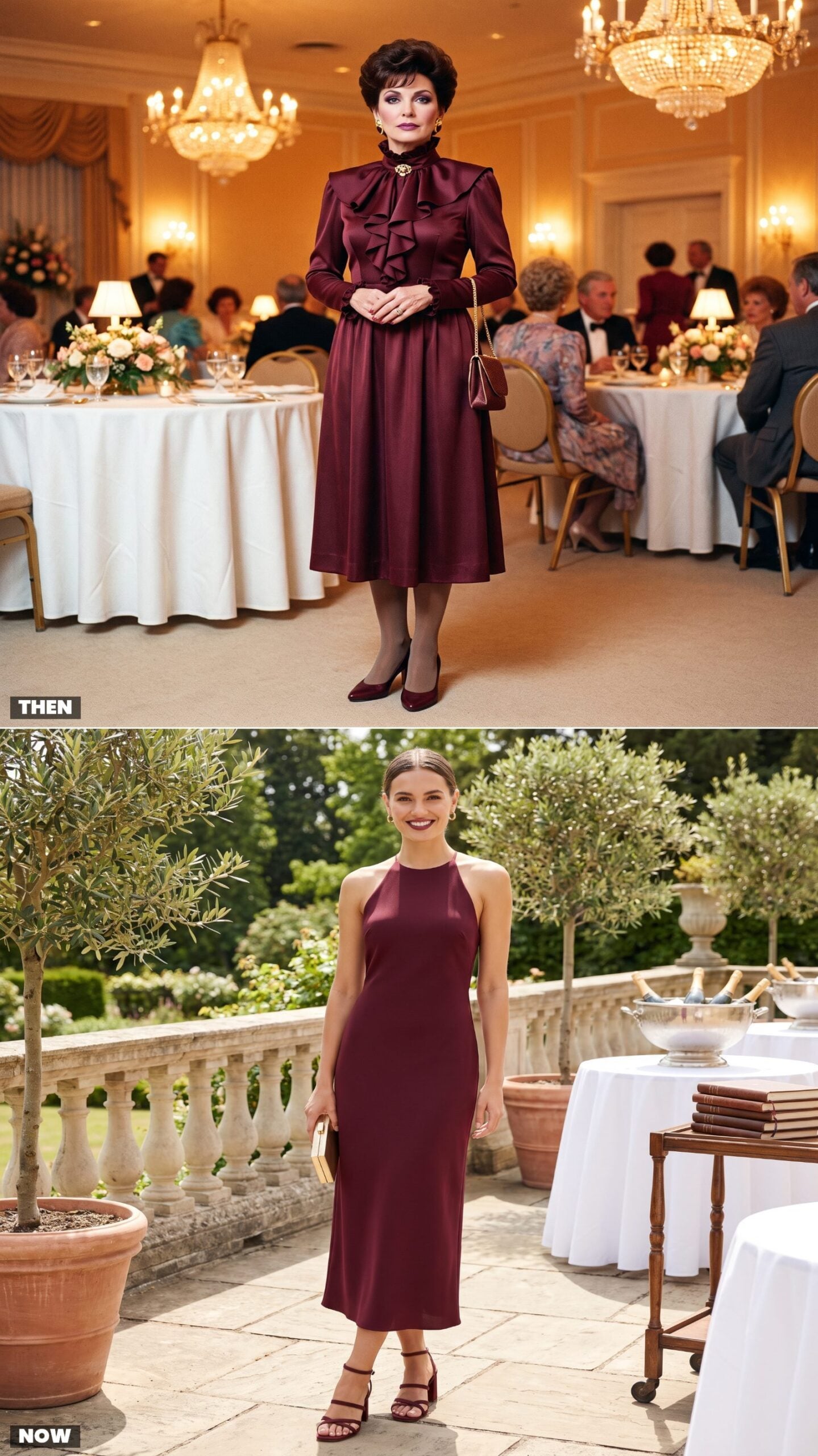The Ruffled High-Neck Dress vs. a Sleek Halter Midi