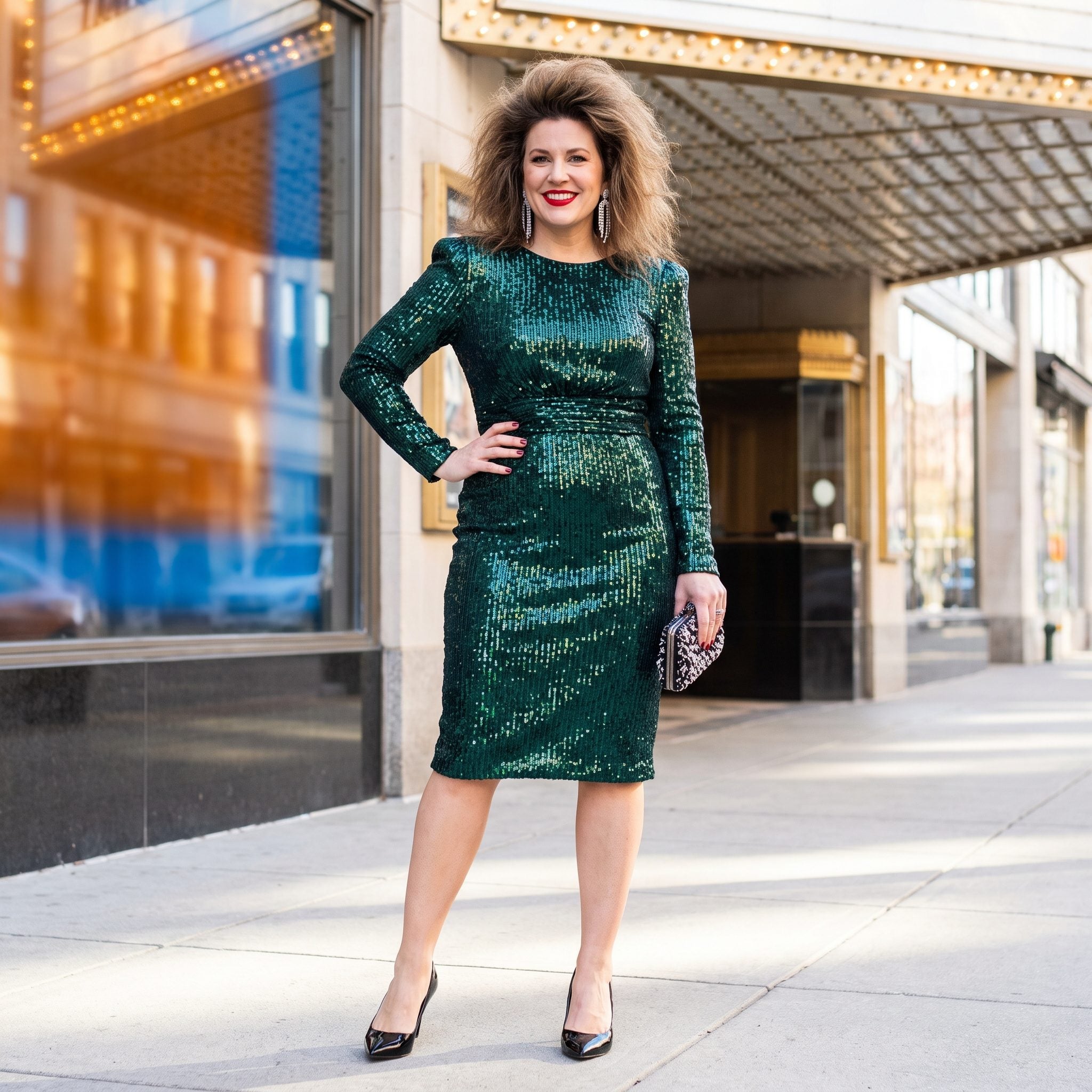 A Sequined Party Dress Built for One Entrance