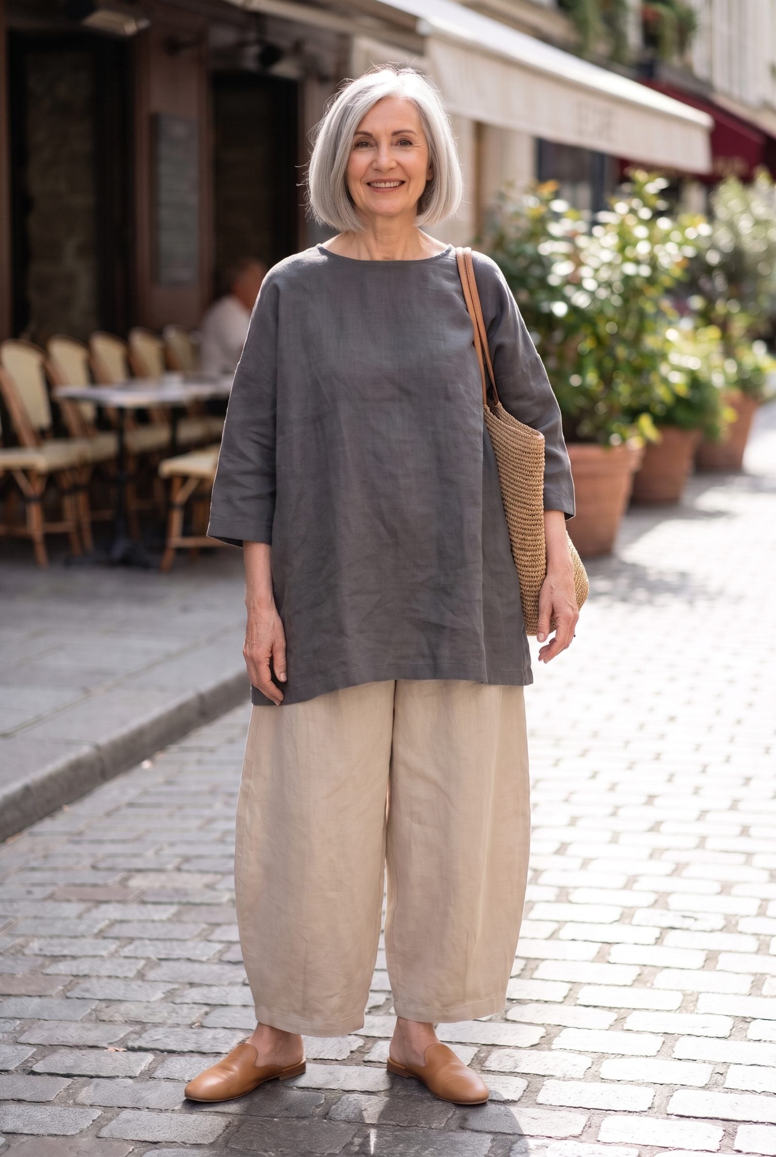 A Shapeless Oversized Top Over Equally Baggy Wide-Leg Pants