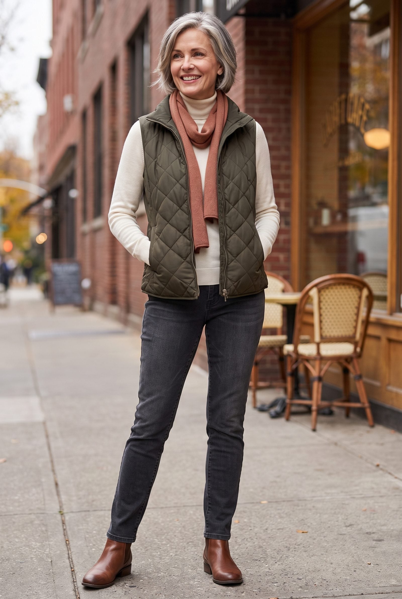 Shiny Quilted Zip-Front Vests