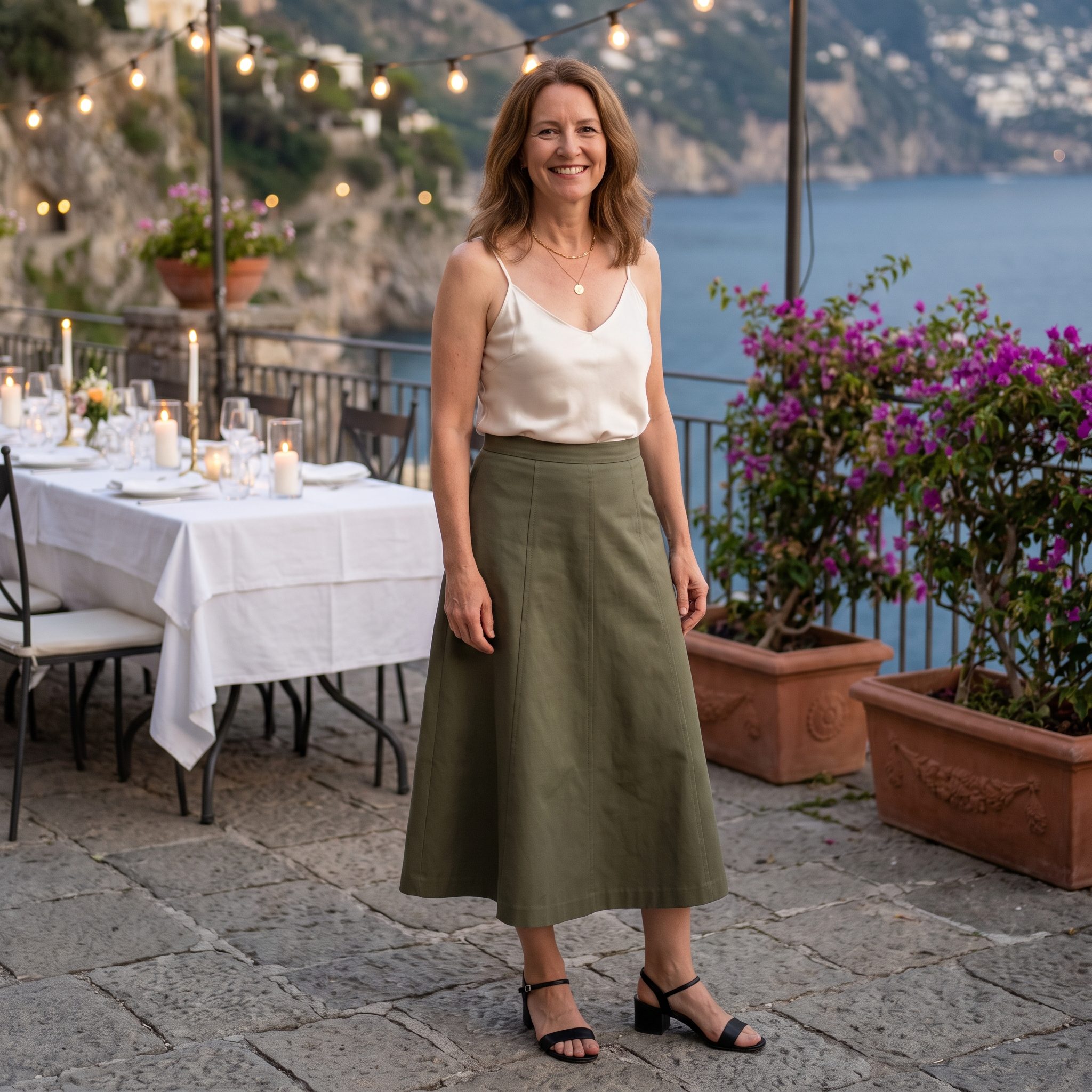 Silk With the Olive Midi