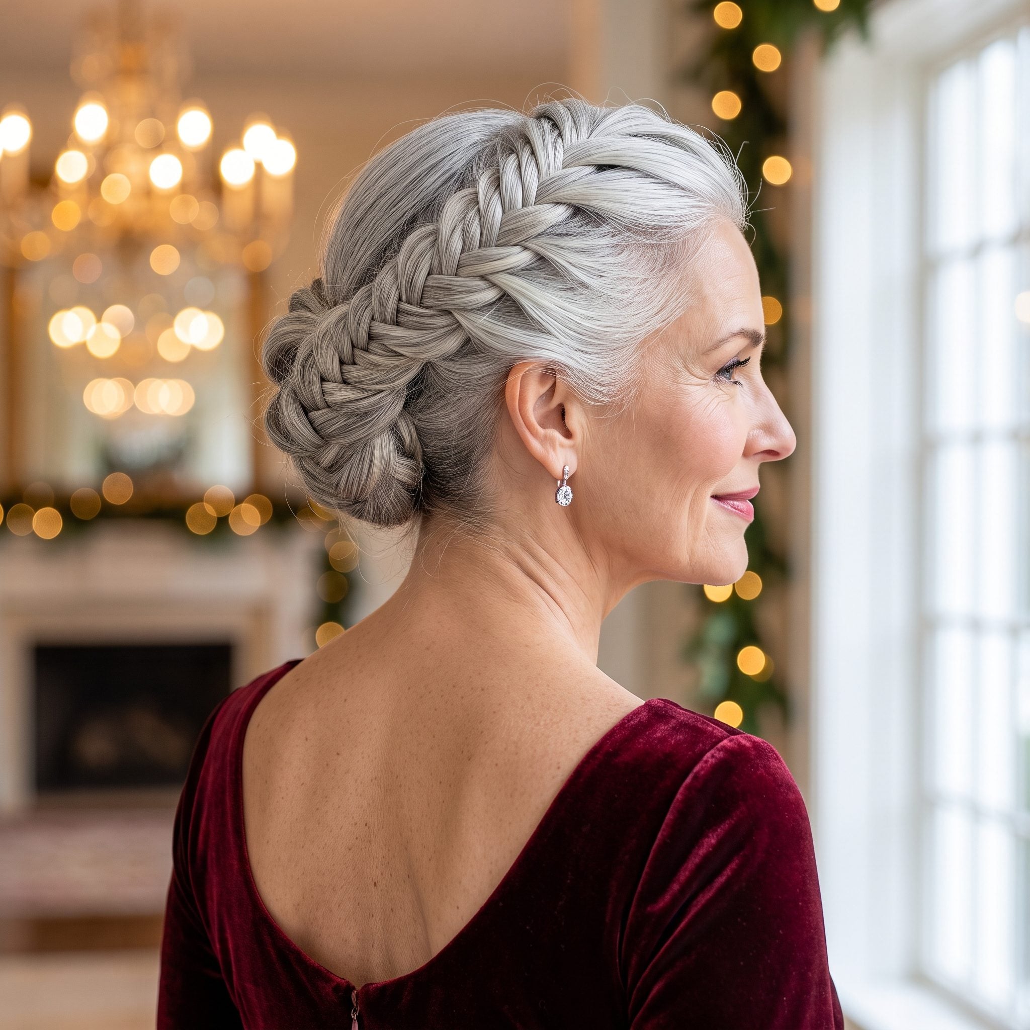 Silver Fishtail Updo: The Braid Folded Up the Back