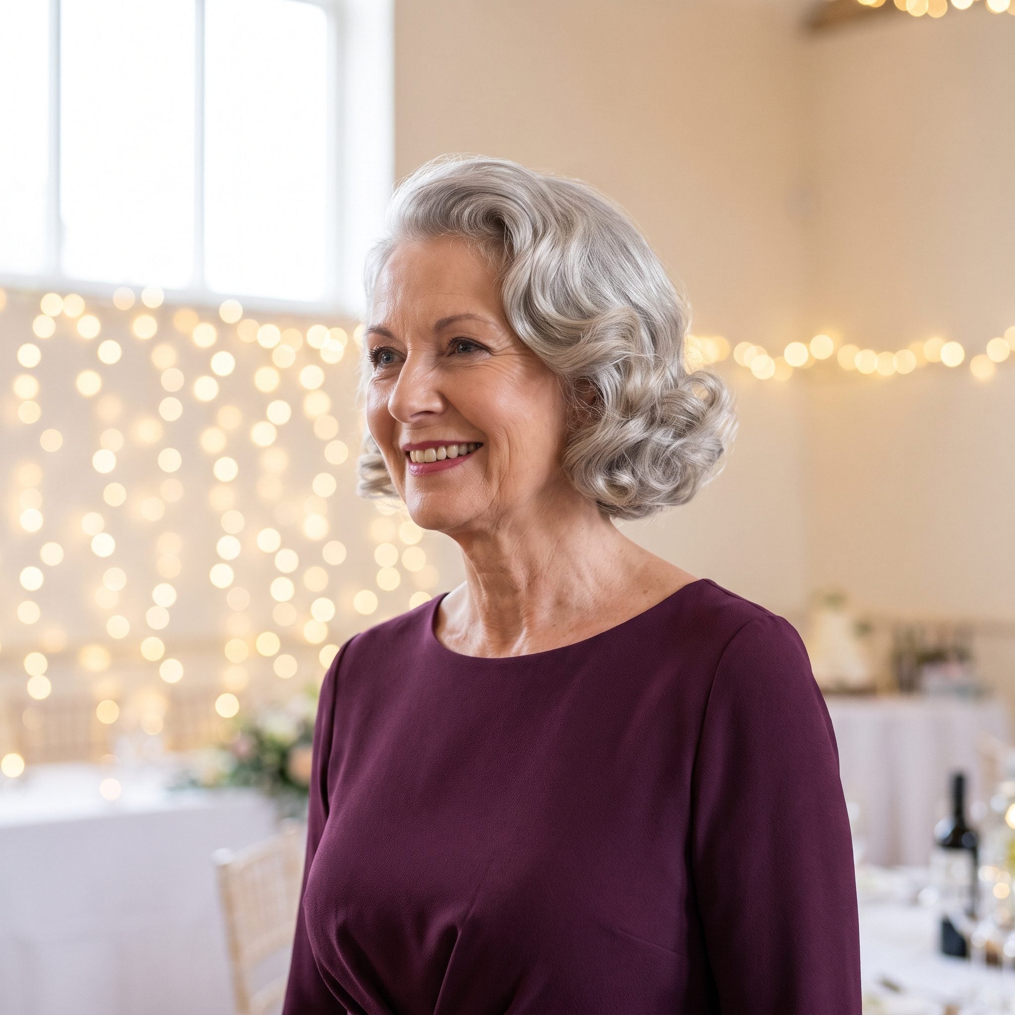 Silver Pin-Curl Set with a Soft Front Roll: Vintage Lines, No Costume