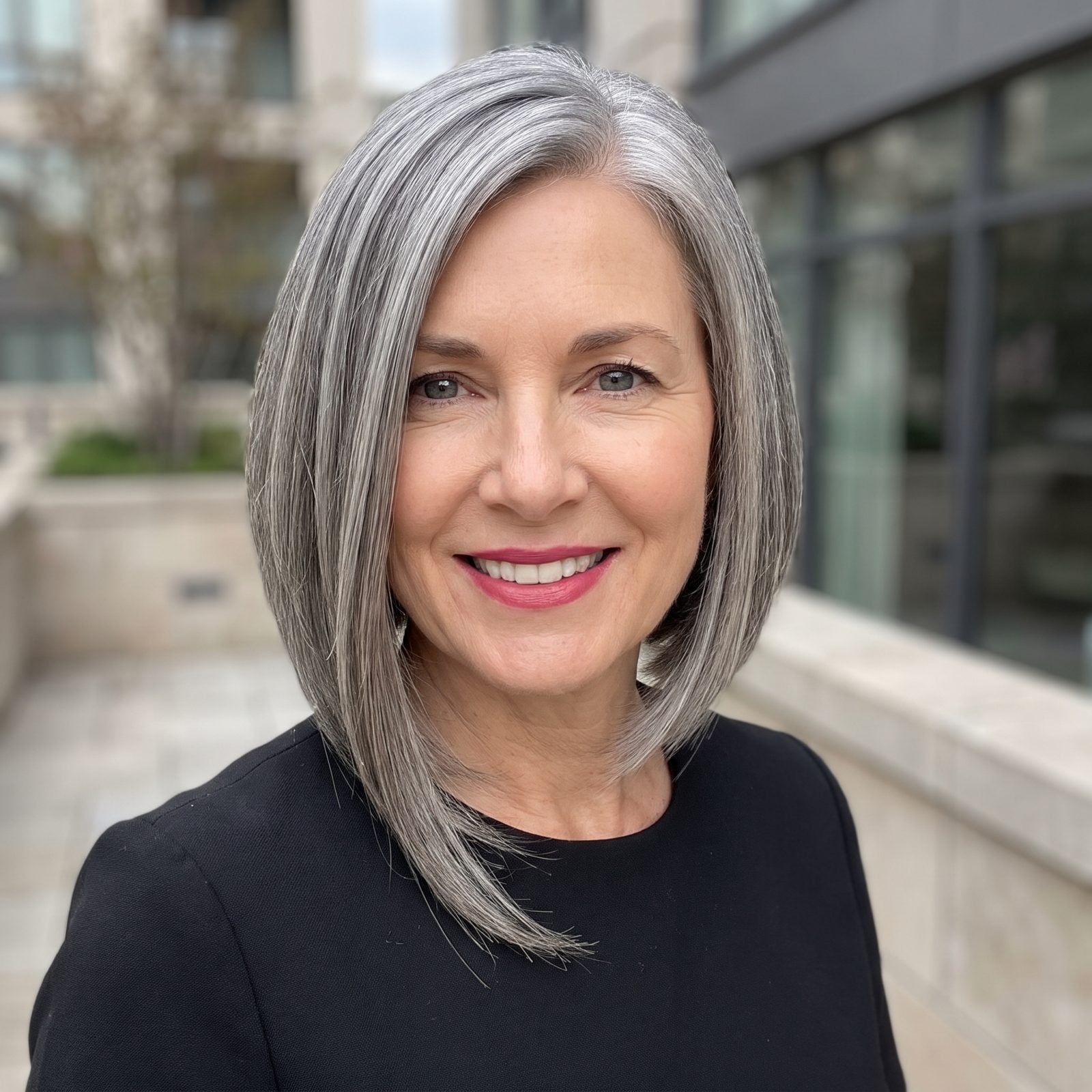 Sleek Asymmetrical Bob With an Angled Front