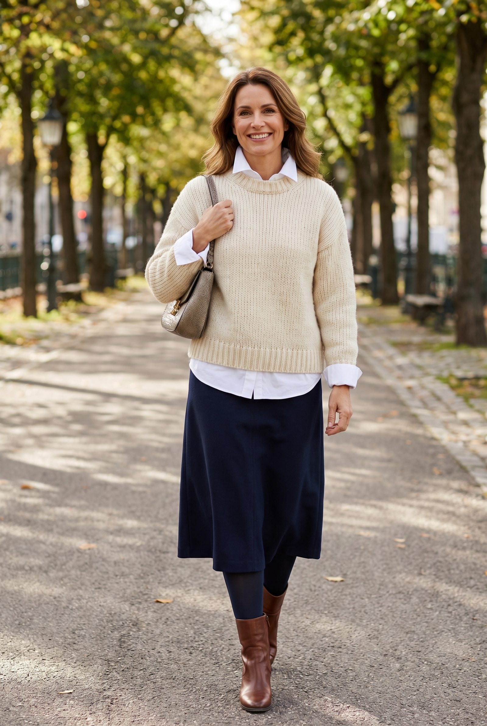 Slip a Crisp Poplin Shirt Beneath a Crewneck Knit