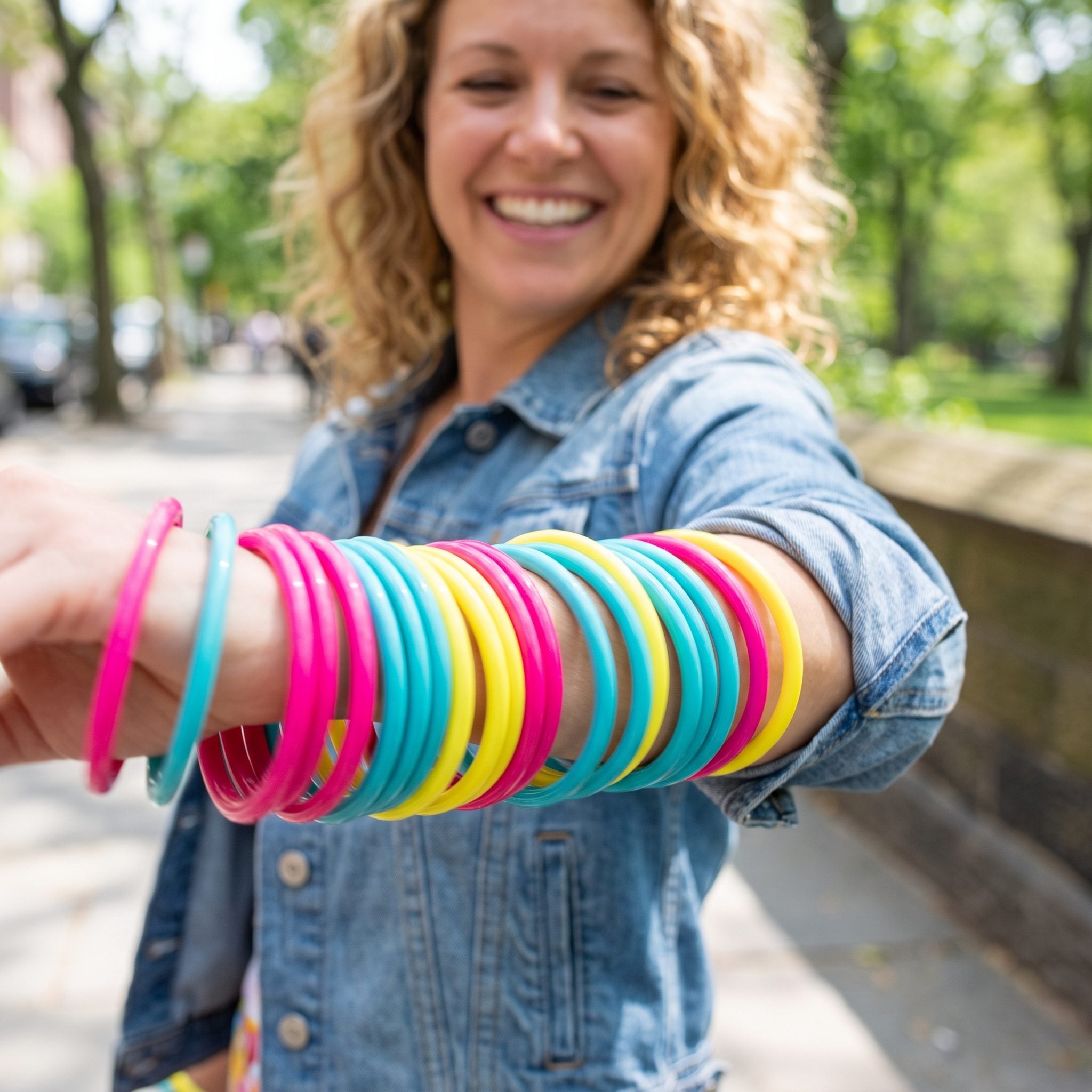 Stacks of Bright Plastic Bangles That Announced Your Arrival