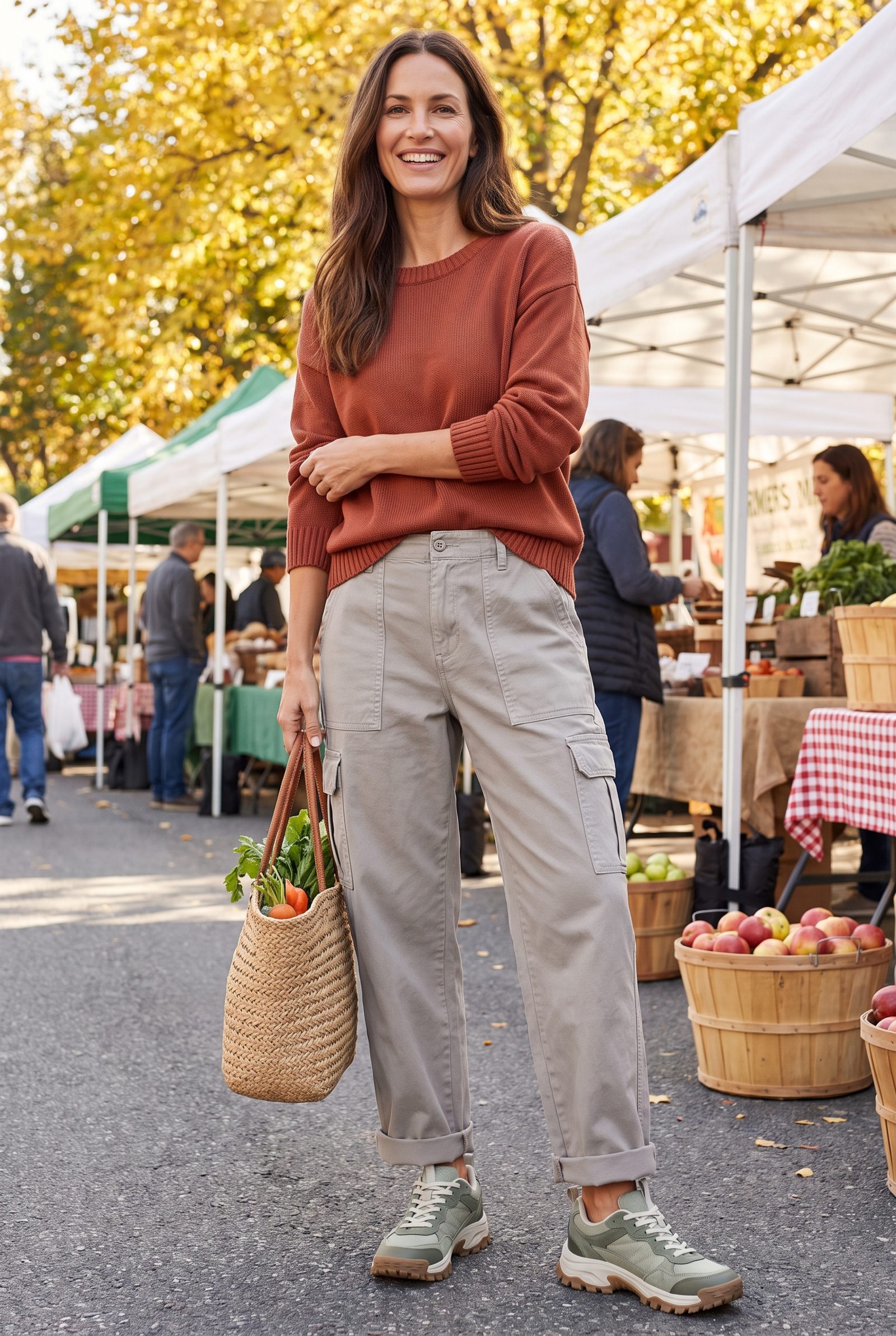 Stone Utility Trousers with Trail Sneakers