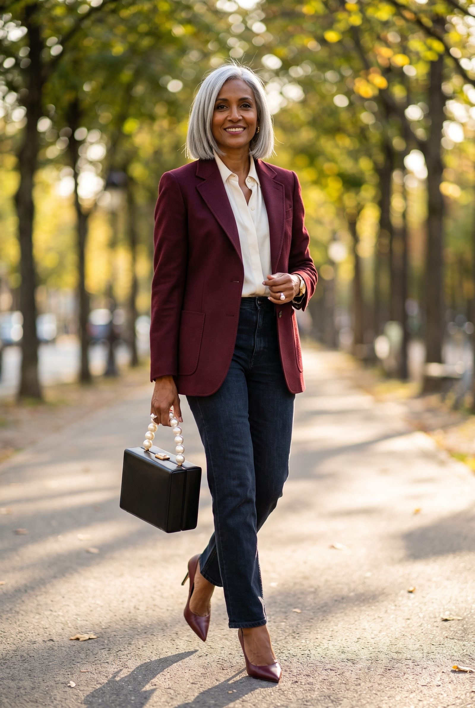 A Structured Bag With a Pearl Top Handle