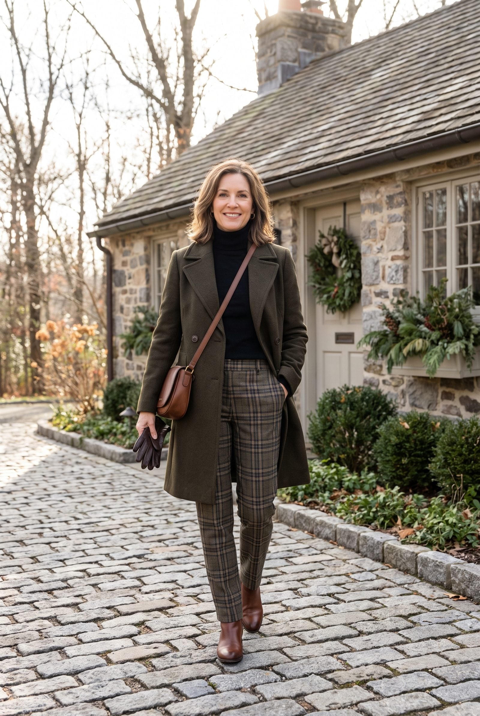 Tartan Trousers With a Black Merino Sweater