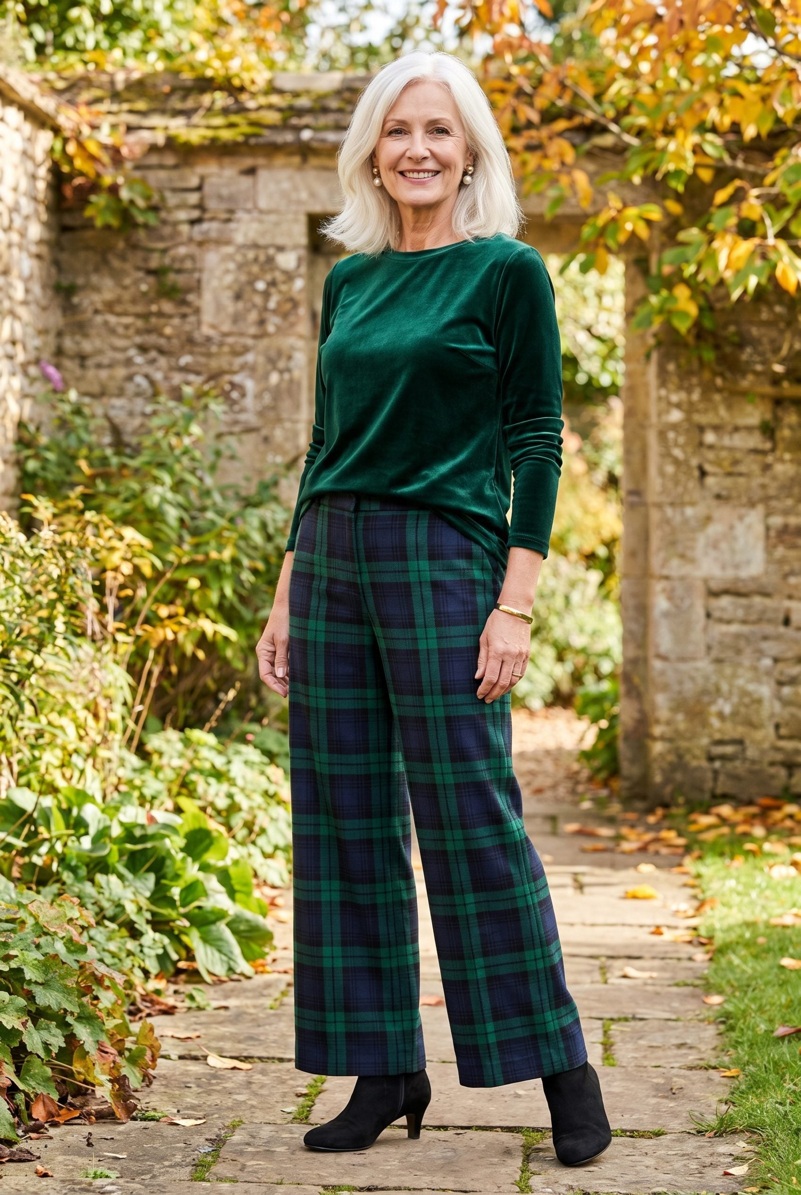 Tartan Trousers With a Soft Velvet Top