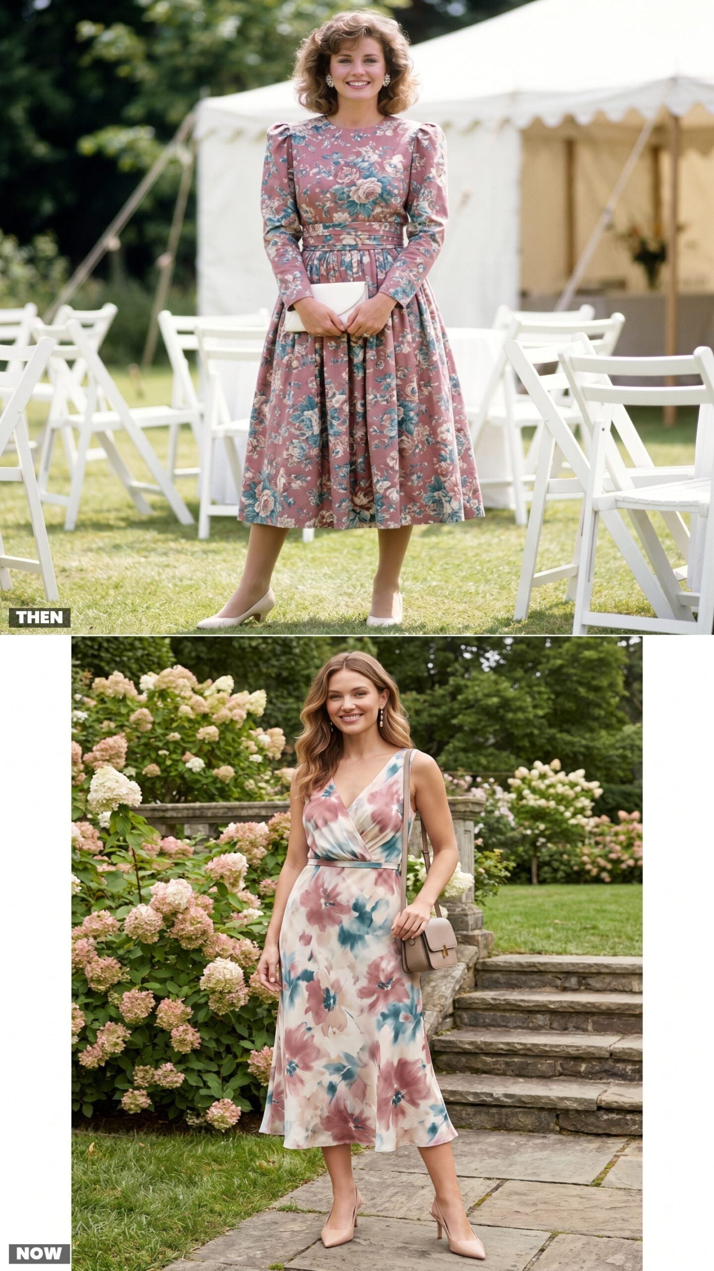 A Tea-Length Floral With a Matching Belt vs. a Fluid Floral Midi
