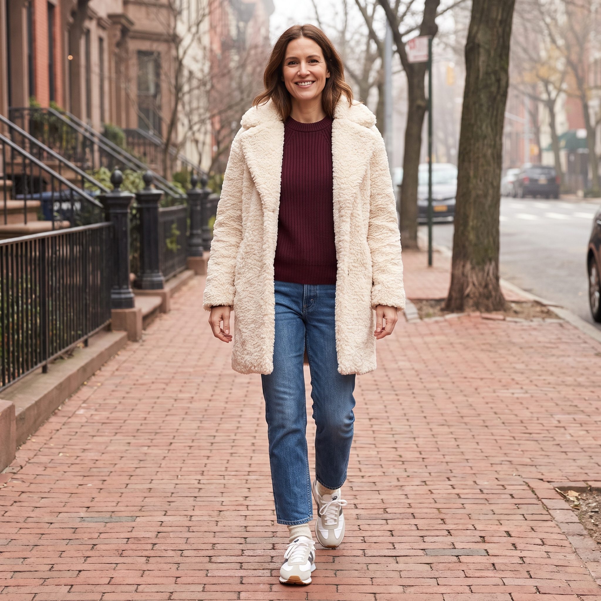 Teddy Coat and Straight-Leg Denim, 2018