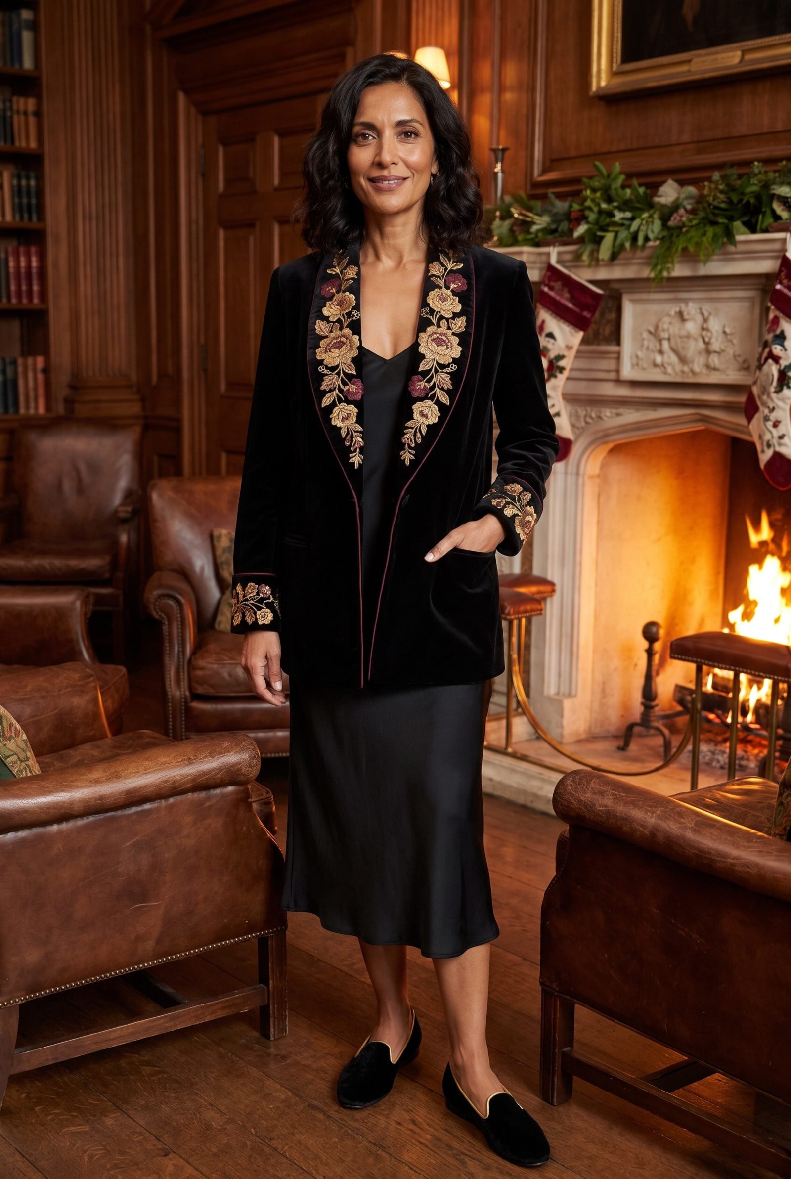 Top It With an Embroidered Smoking Jacket