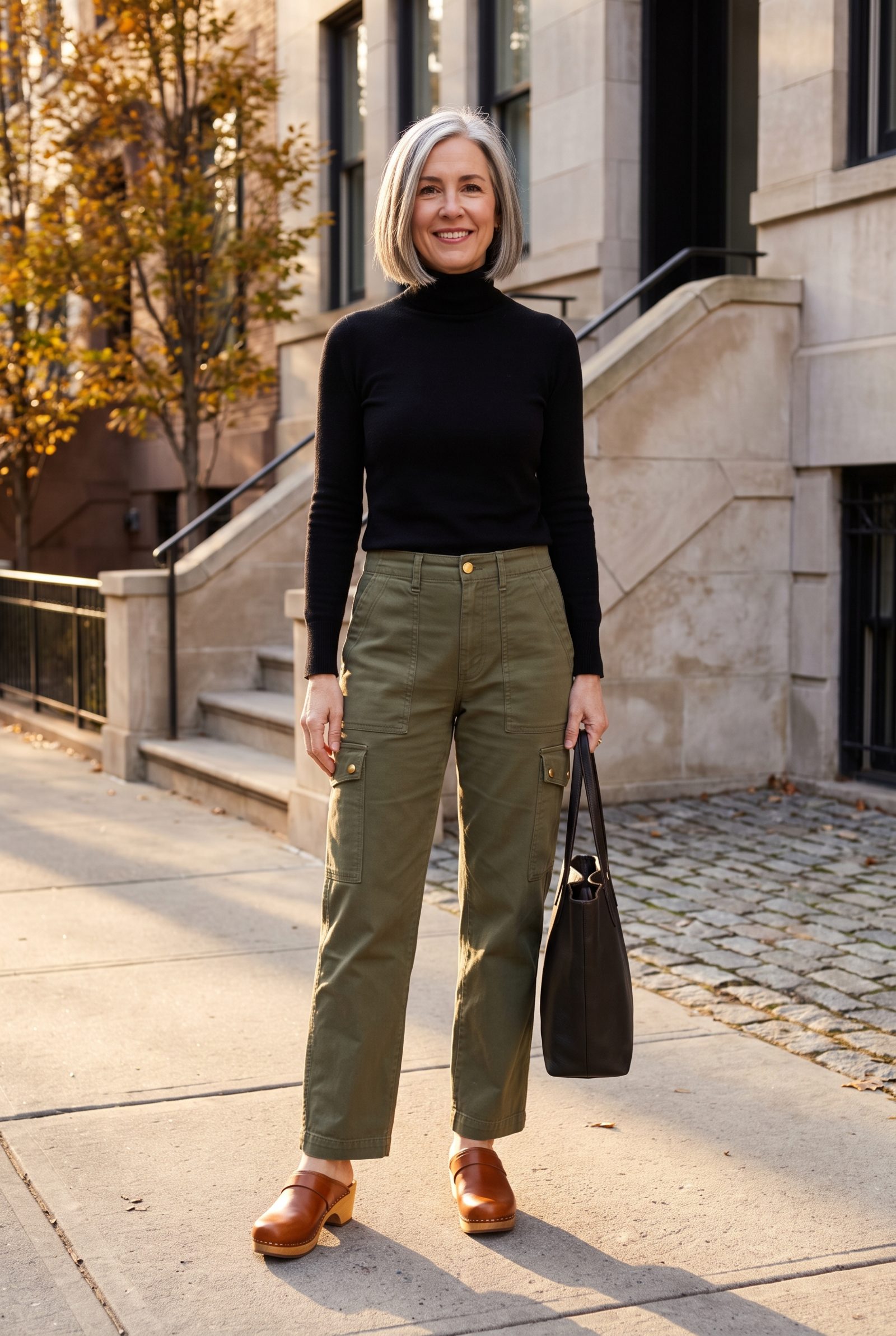 Utility Pants With Polished Leather Clogs