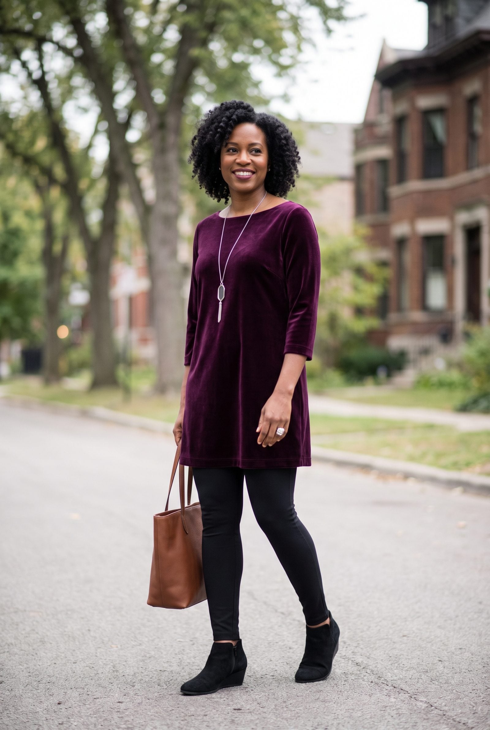 Velvet Tunic With Slim Ponte Leggings
