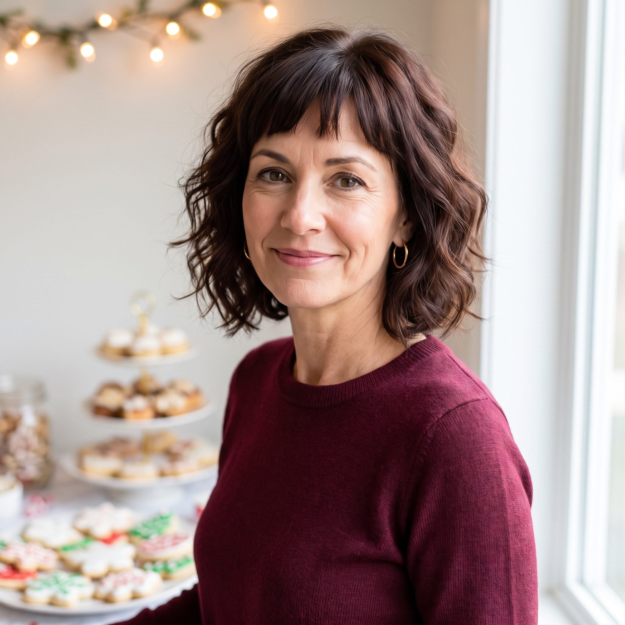A Wavy French Bob With a Short Fringe