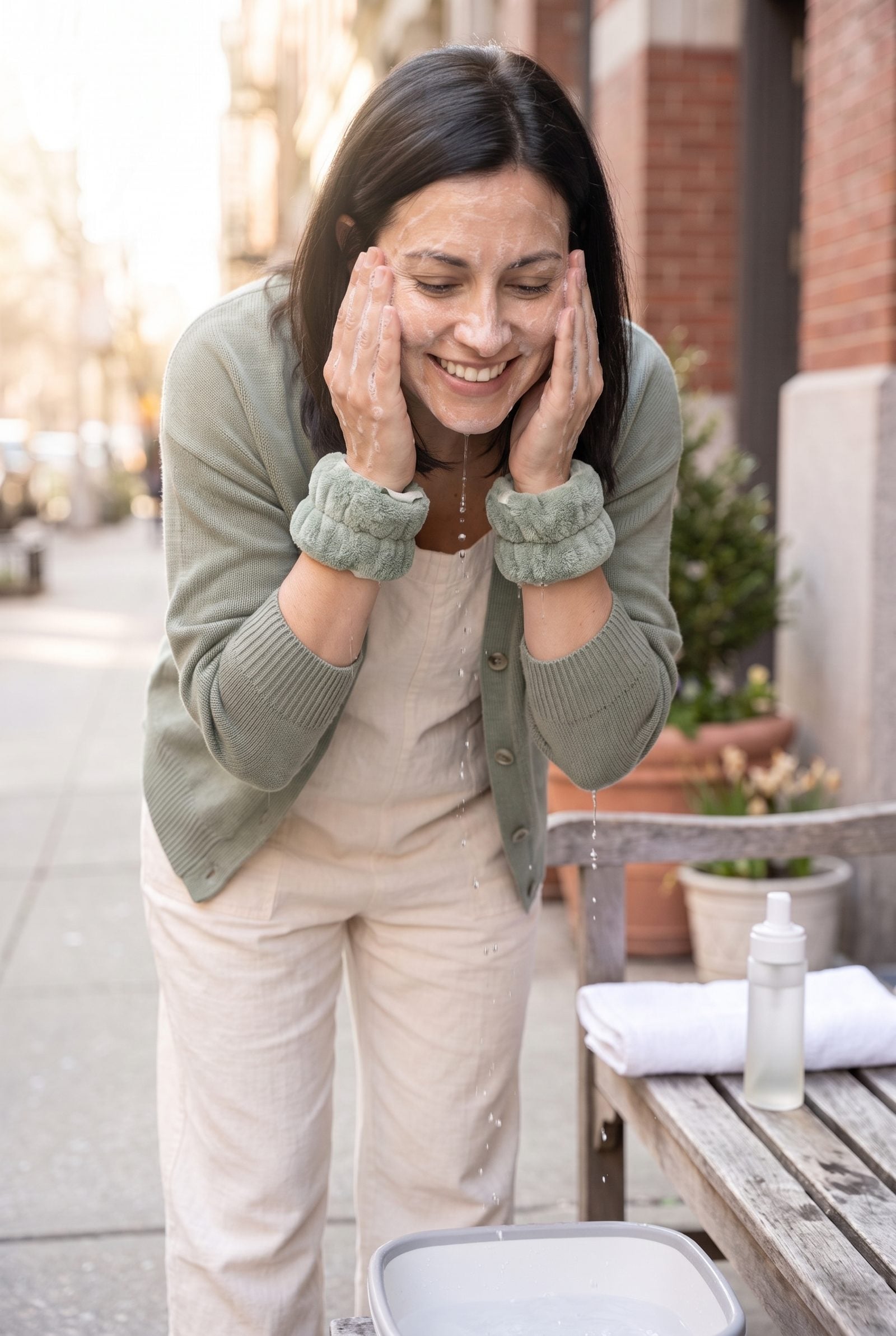 Wear Microfiber Wrist Cuffs to Stop Cleansing Water Running Down the Arms