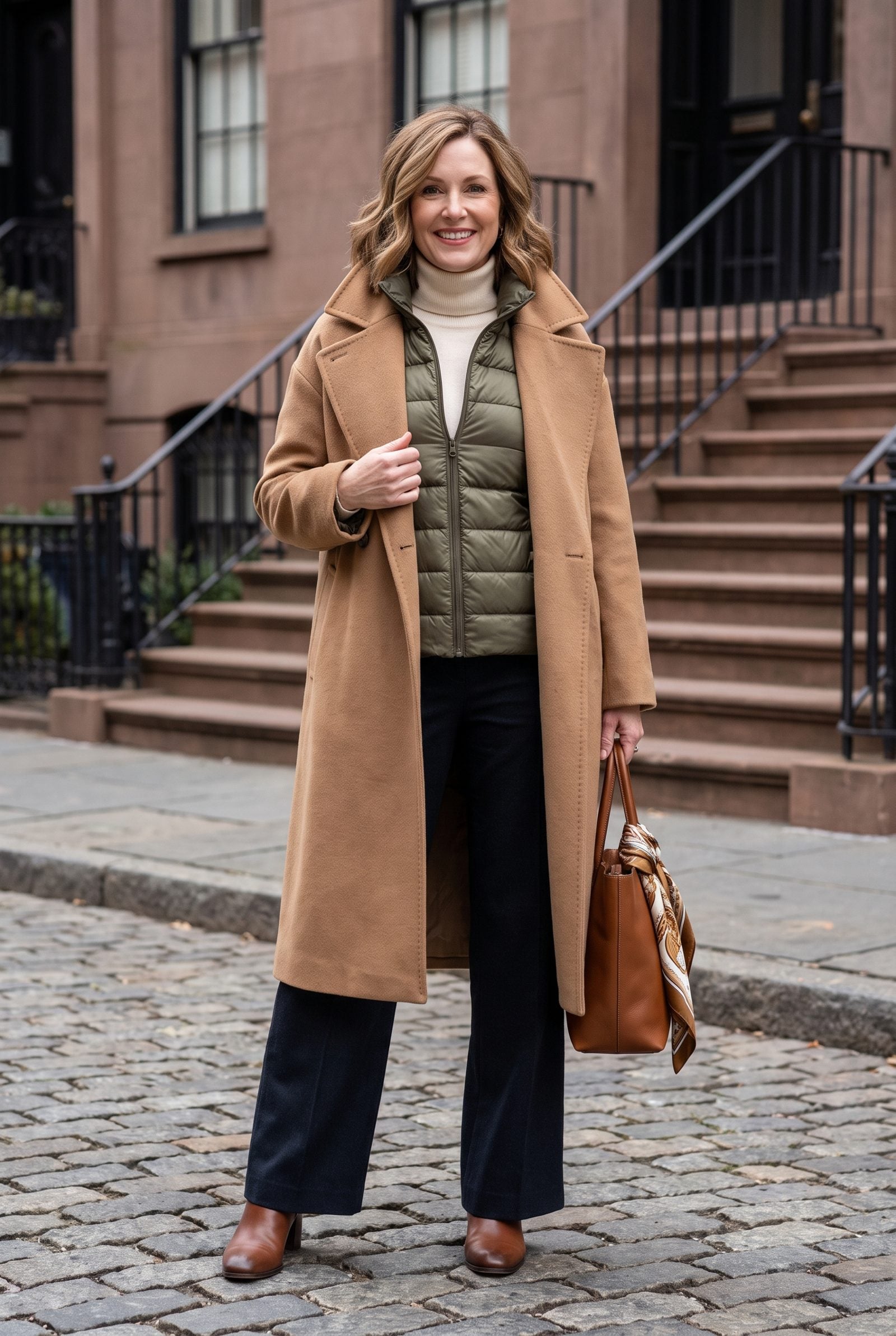 Wear a Packable Down Jacket Beneath an Oversized Overcoat