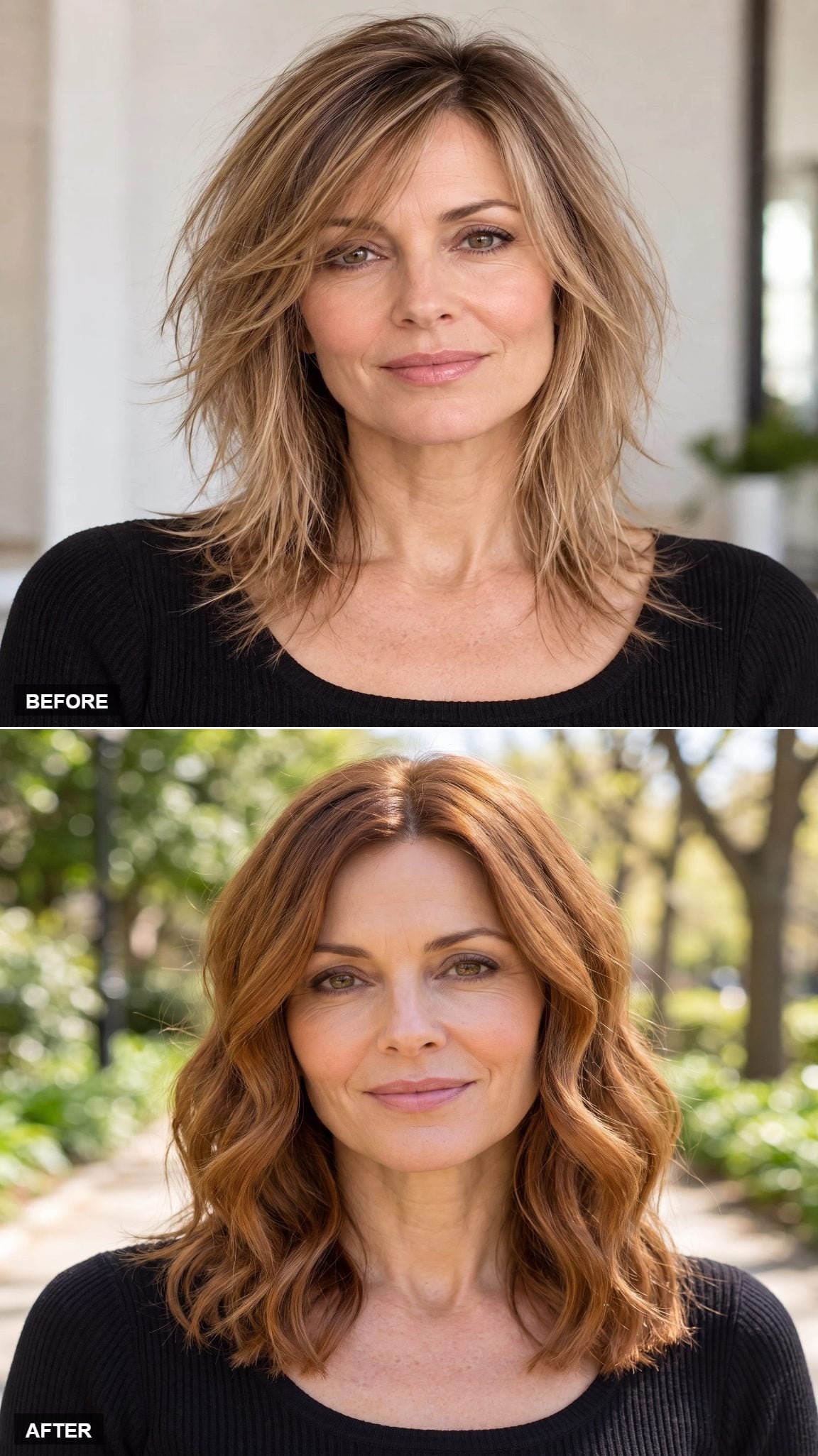 Copper Waves, a Soft Center Part, and Why Some Hair Just Needs Color With Mass